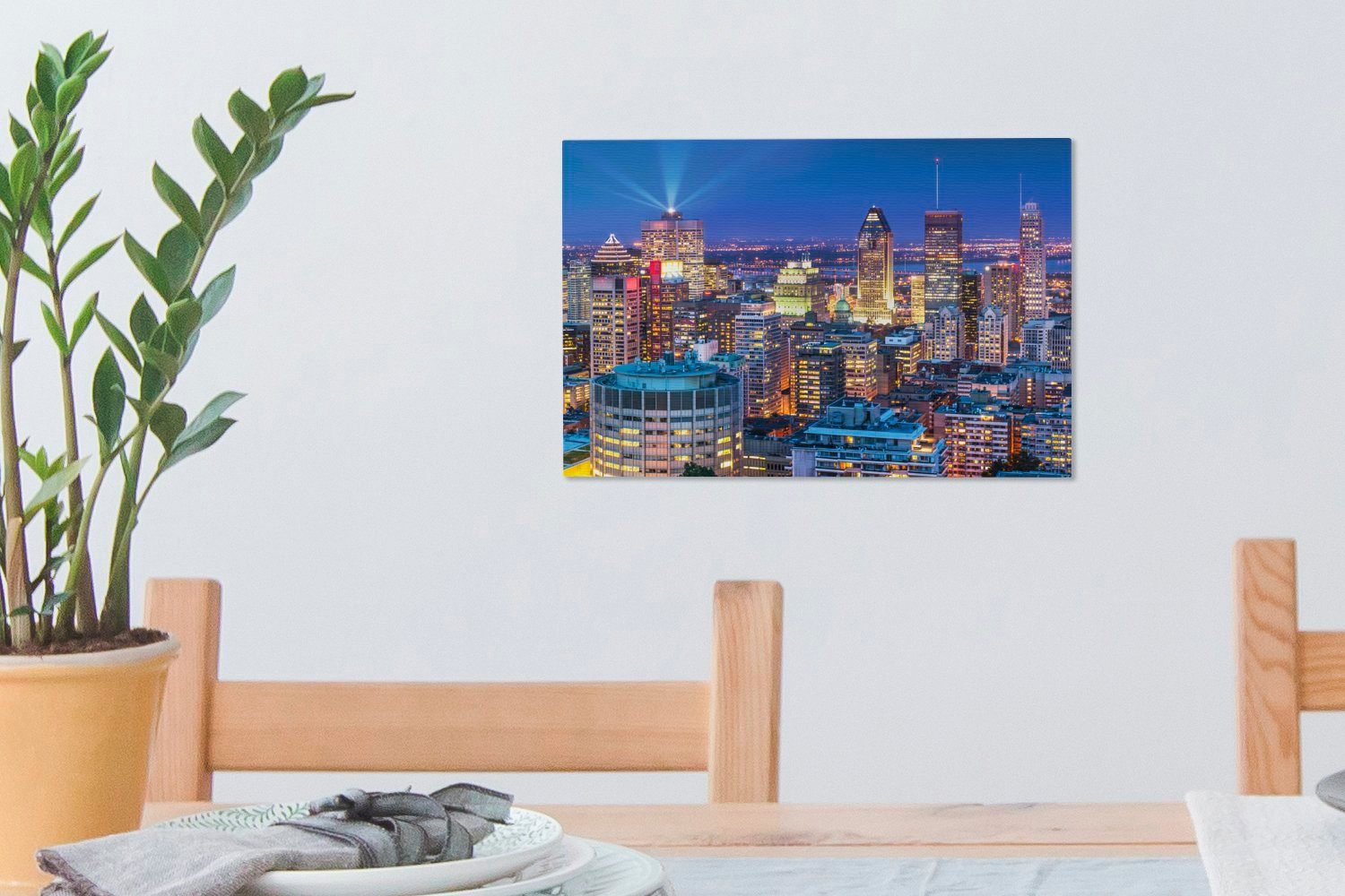 in Sommernacht Aufhängefertig, Kanada, 30x20 einer St), Leinwandbild Skyline (1 cm OneMillionCanvasses® Leinwandbilder, in Montreal, Wandbild Wanddeko,