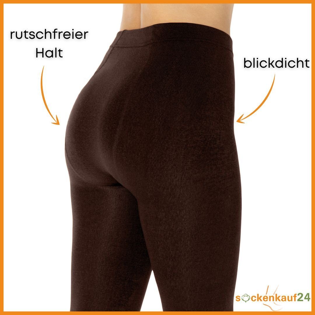 sockenkauf24 Thermostrumpfhose Damen Strumpfhose mit Innenfleece in 10 Farben (Braun 50-52) extra warm Winter Strumpfhose WP – Bild 3 von 5