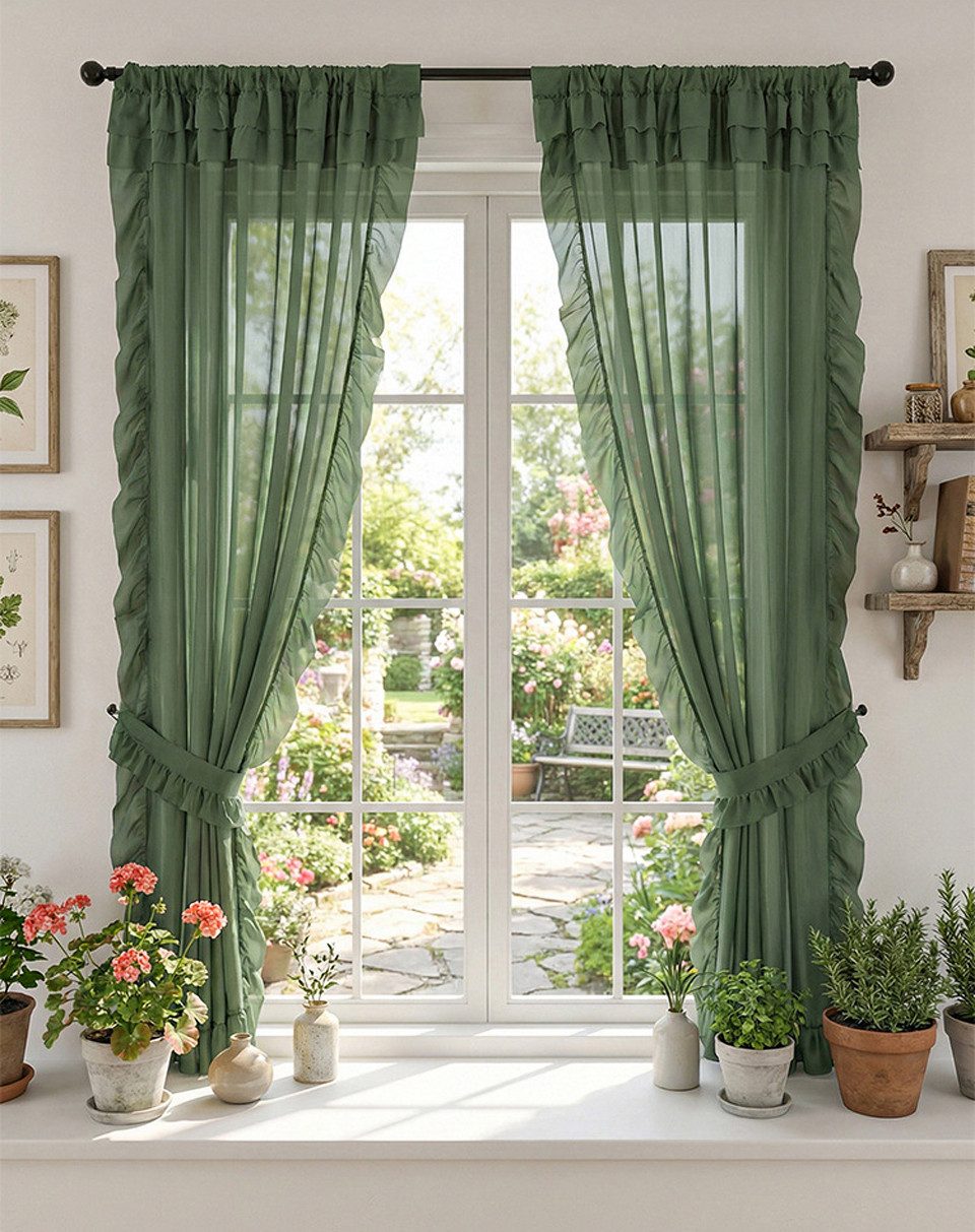Agger Vorhang Vorhang mit Rüschen aus leichtem Tüll, Vorhänge im Vintage-Boho-Stil – Bild 5 von 5