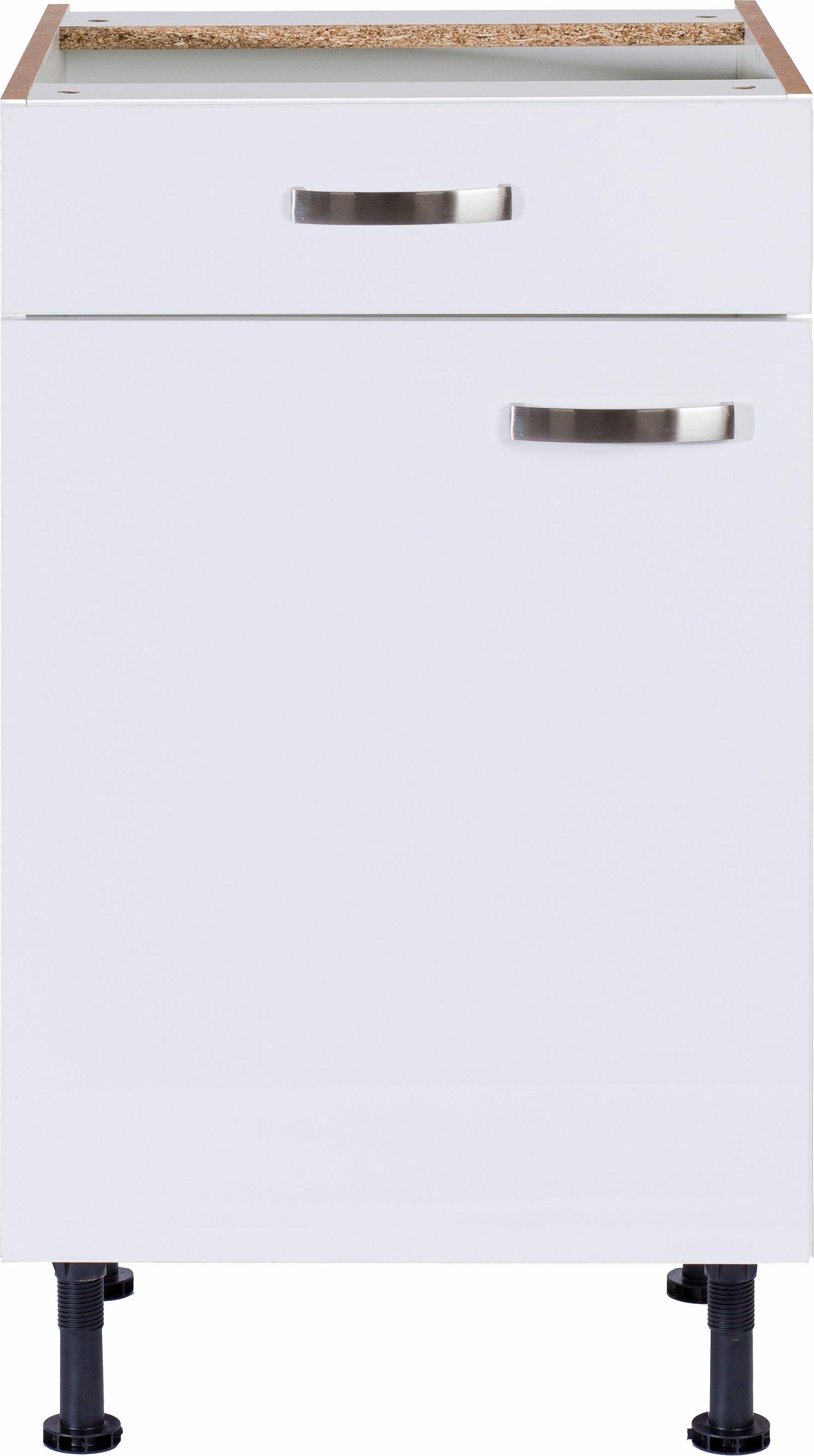 und 50 Breite Vollauszug Cara weiß weiß/weiß mit | Soft-Close-Funktion Unterschrank cm, OPTIFIT