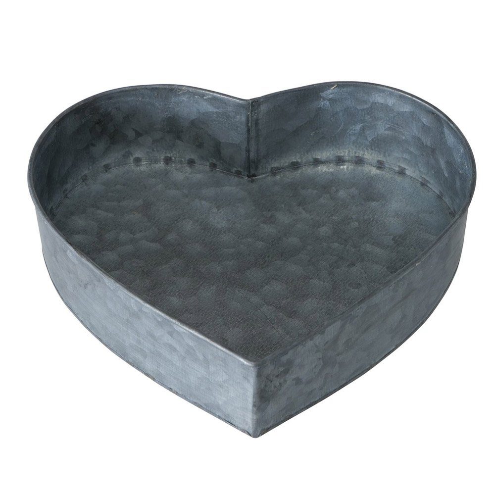 BOLTZE Tablett Schale JACKSON grau aus Zink herzförmige Dekoschale Metalltablett - GR