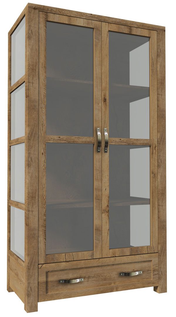 Feldmann-Wohnen Glasvitrine Nevada (2-St) 100cm Eiche Lefkas