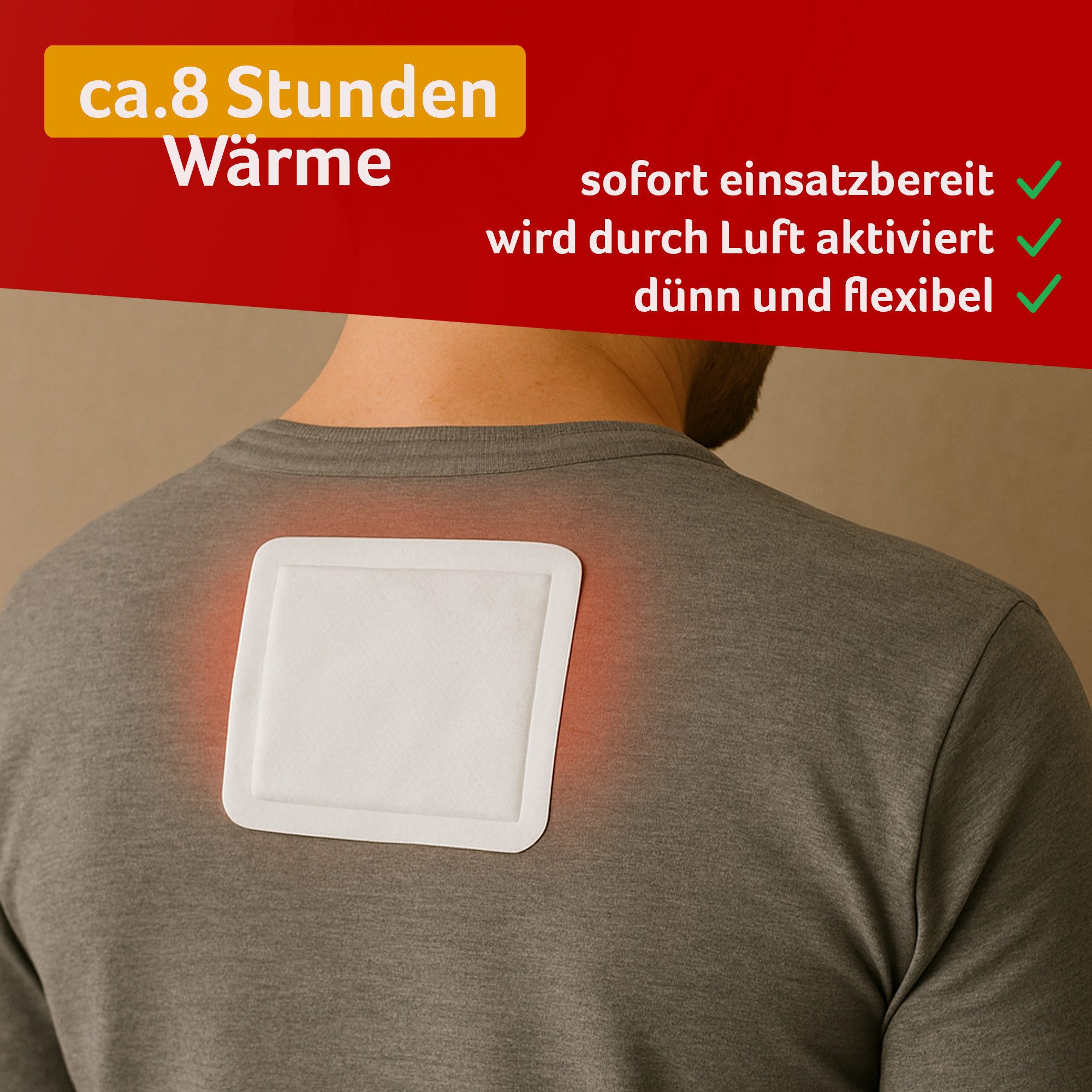 Bestlivings Wärmepflaster selbstklebend auf Textilien (1 St), Faservlies, Ø52°C, bis zu 8 Stunden, ohne Hautkontakt