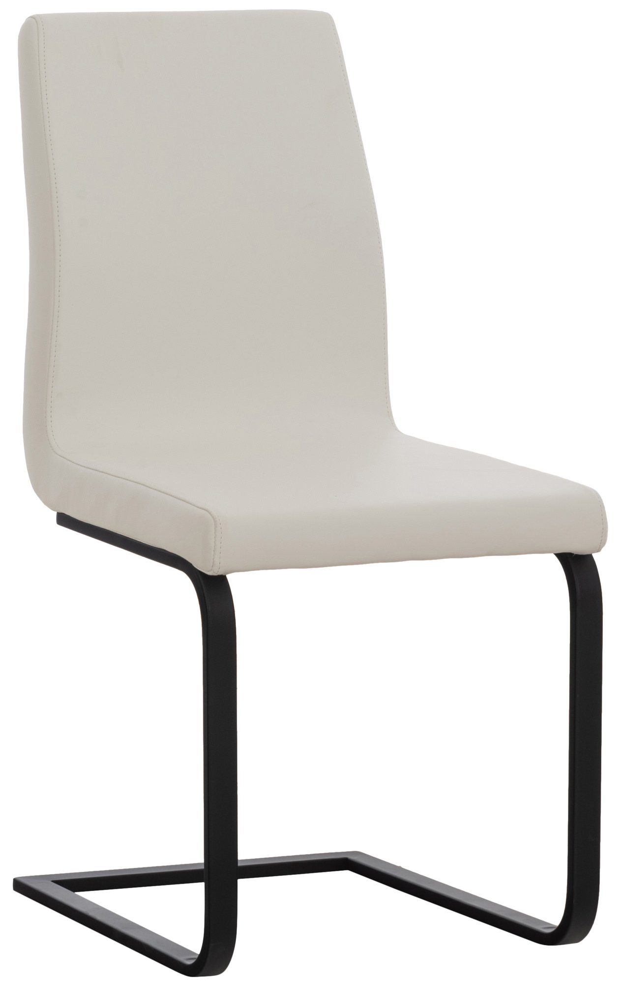 TPFLiving Esszimmerstuhl Bellle mit hochwertig gepolsterter Sitzfläche - Konferenzstuhl (Küchenstuhl - Wohnzimmerstuhl - Freischwinger), Gestell: Metall matt schwarz - Sitzfläche: Kunstleder weiß | Stühle