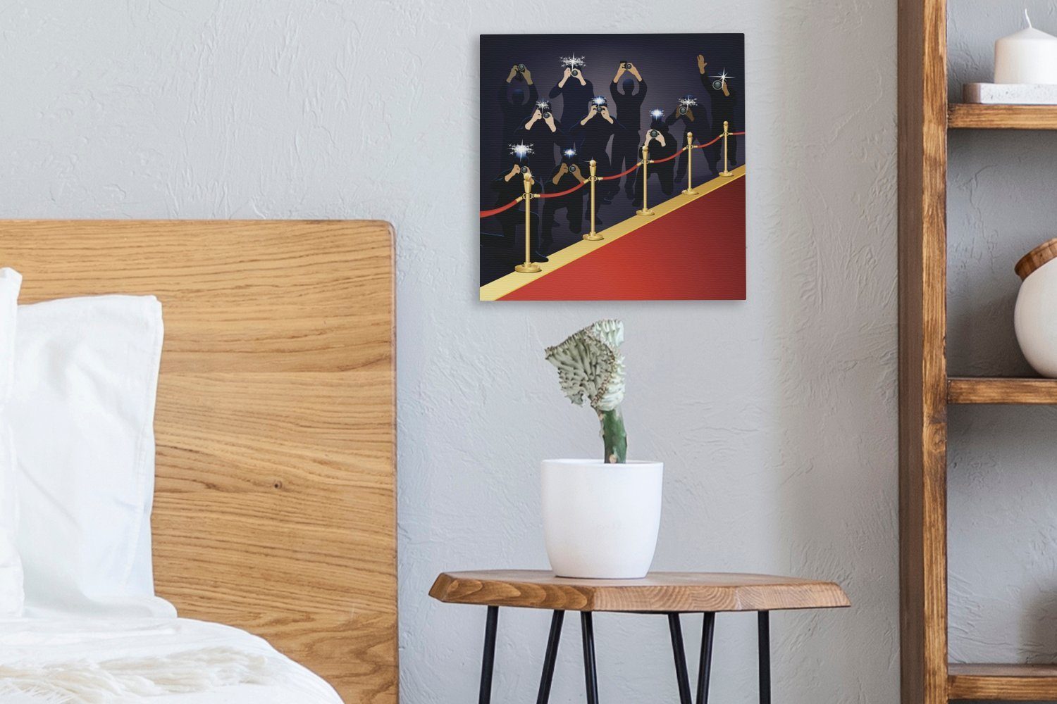 OneMillionCanvasses® Leinwandbild der in, Illustration Fotografen Leinwand Schlafzimmer entlang (1 Teppichs für Eine St), des Wohnzimmer Bilder roten