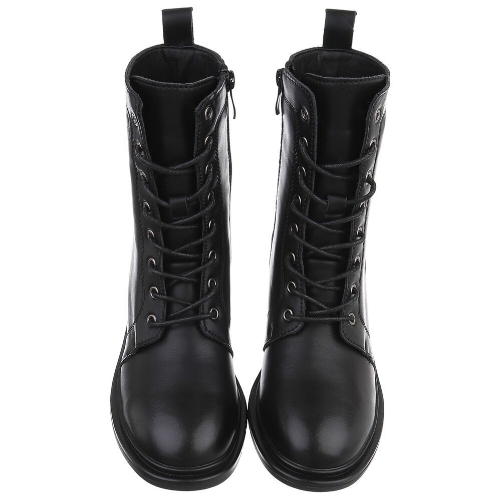 Ital-Design Damen Schnürstiefeletten aus echtem Leder mit Blockabsatz Schnürstiefelette (90169363) Blockabsatz Stiefeletten in Schwarz – Bild 4 von 5