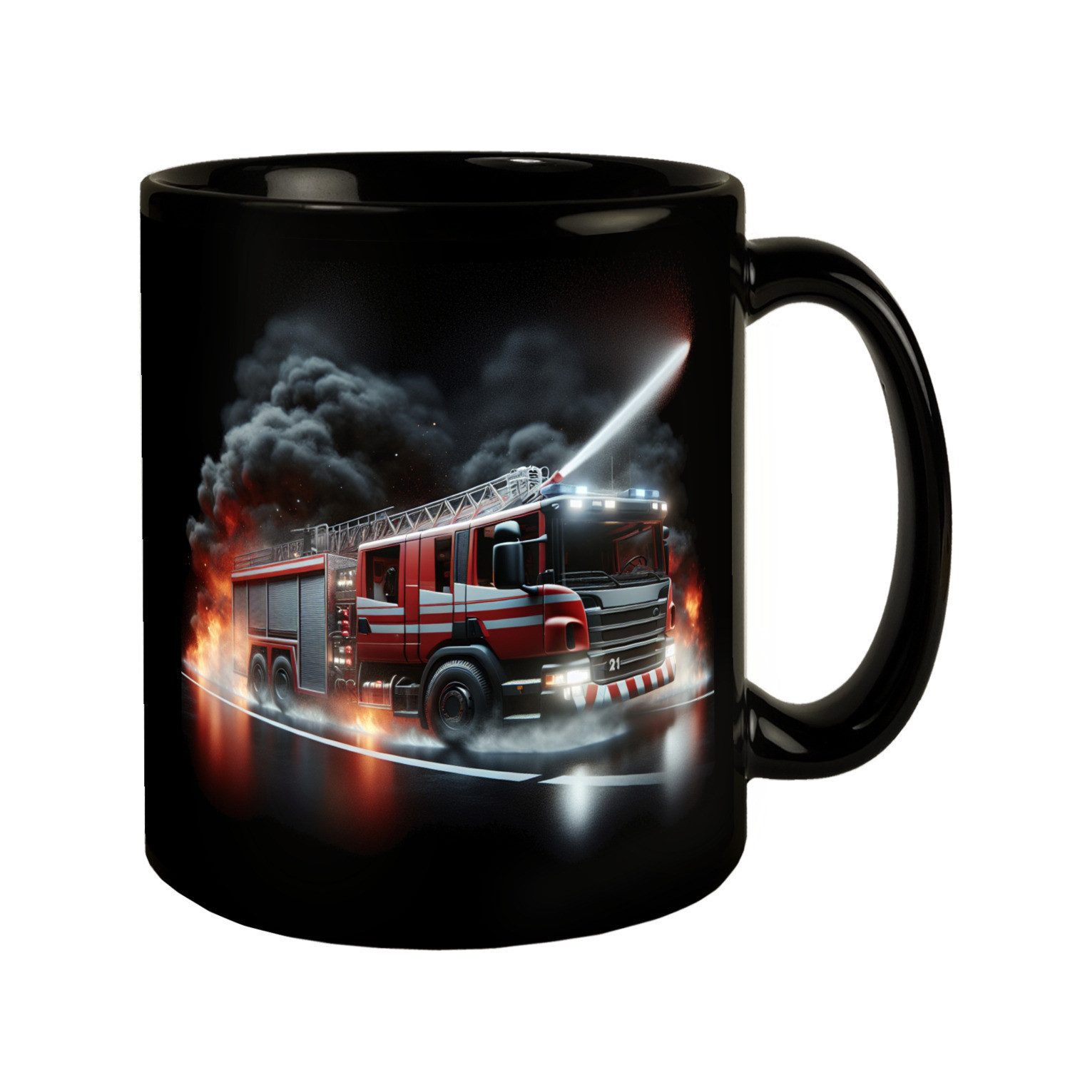 speecheese Tasse Feuerwehrfahrzeug im Einsatz Tasse in Schwarz