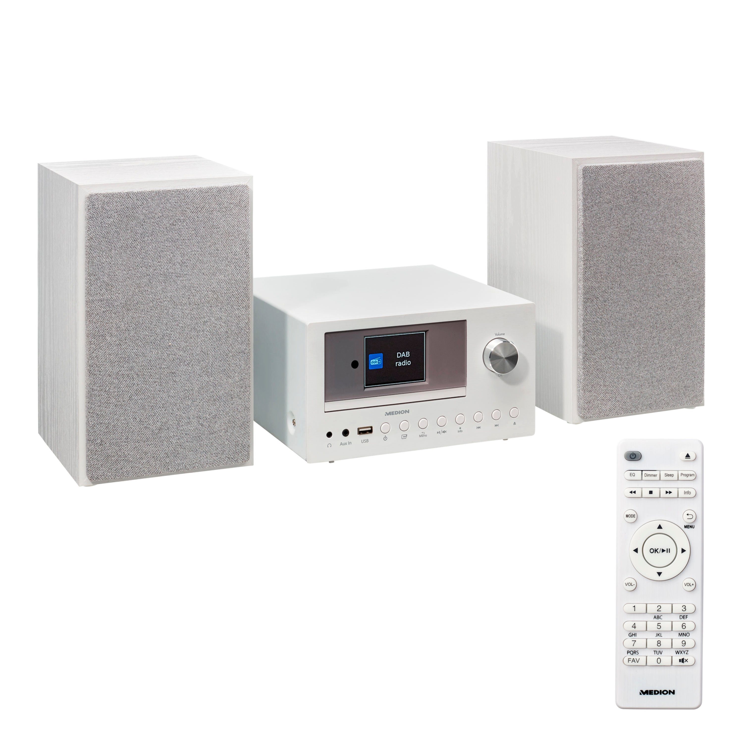 Medion® LIFE Radio P85003 DAB+ USB TFT W, UKW (15 CD MD85008) Audio-System Micro weiß 2,8“ Bluetooth