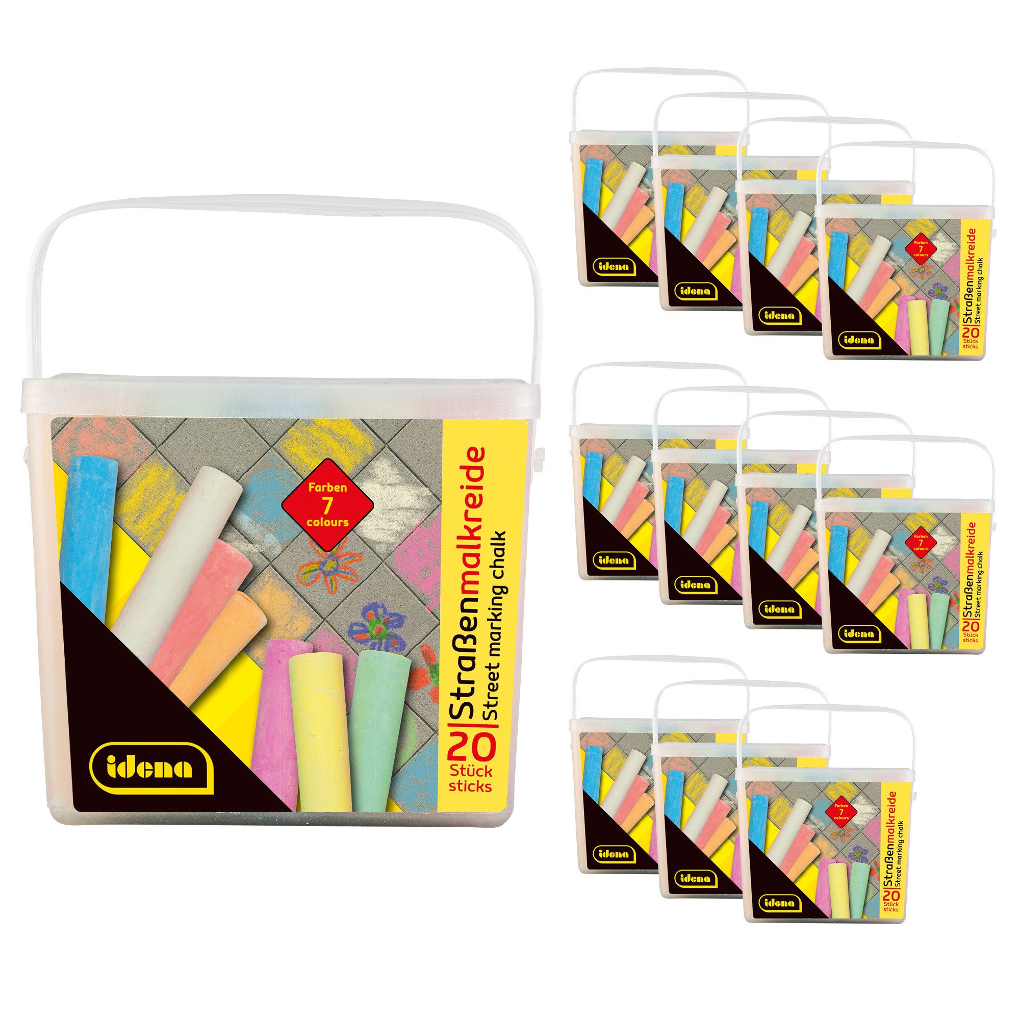 Idena Malkreide Idena Bundle Straßenmalkreiden 7 Farben 20 Stück Box 12 Stück