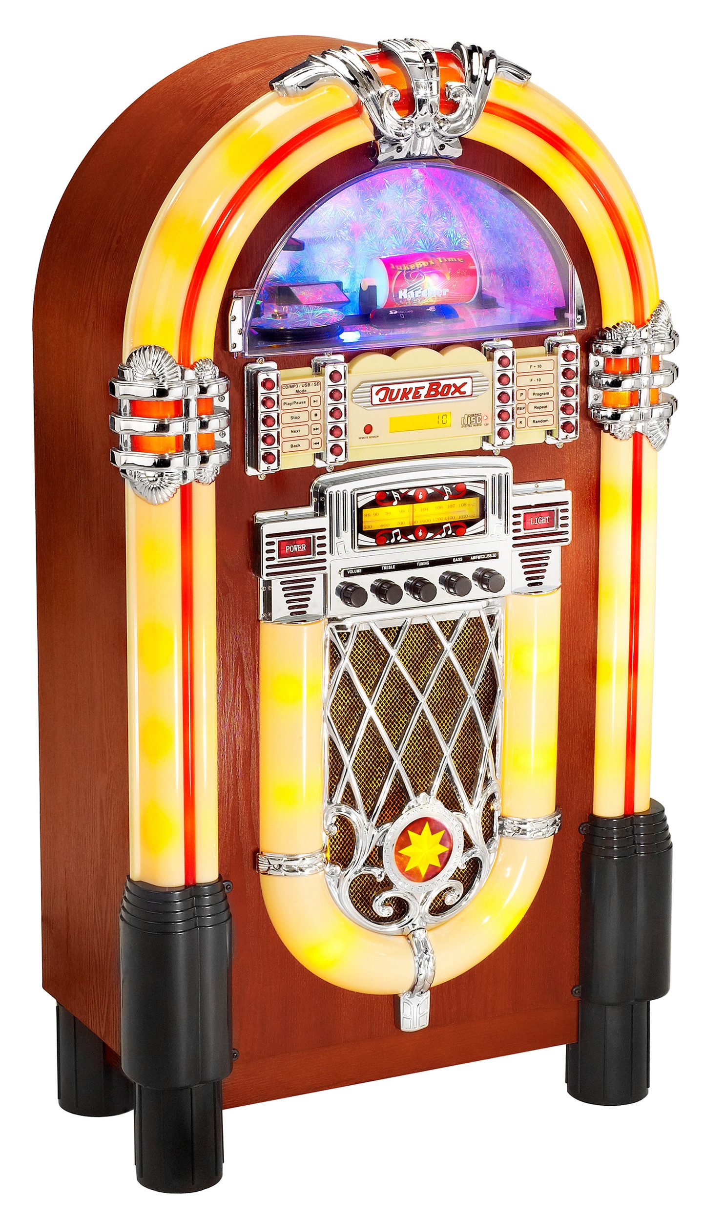 Karcher JB 6604 Retro-Radio (FM, 40 W, Jukebox mit CD-Player, Radio, MP3-Wiedergabe über USB / SD-Karte)