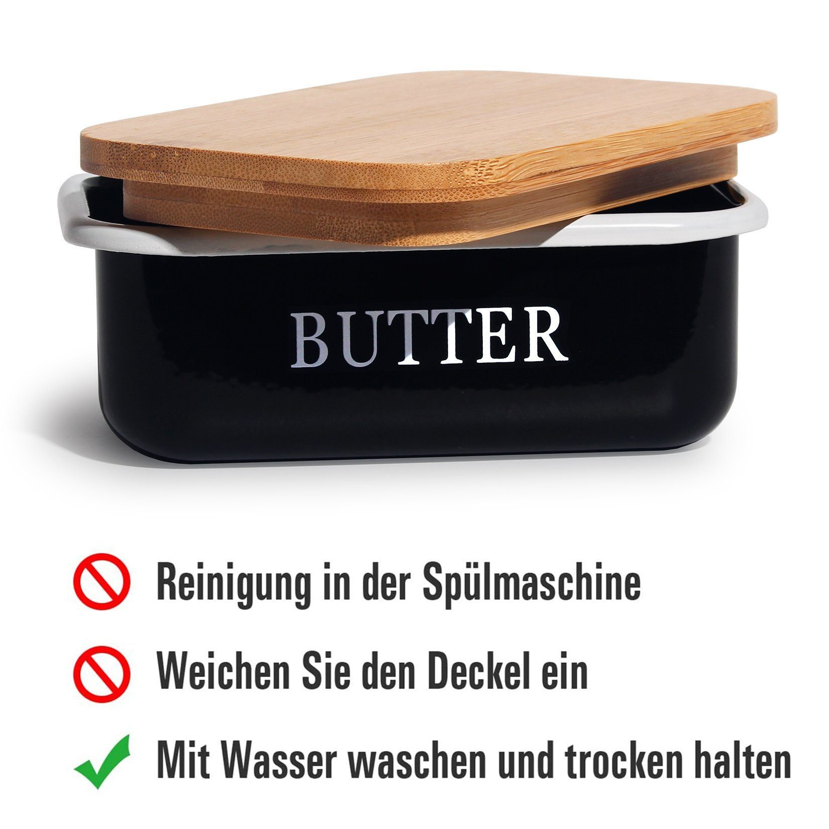 Zedelmaier Butterdose Butterdose,Butterglocke für 250g Butter,mit nachhaltigem holzdeckel, (Packung)