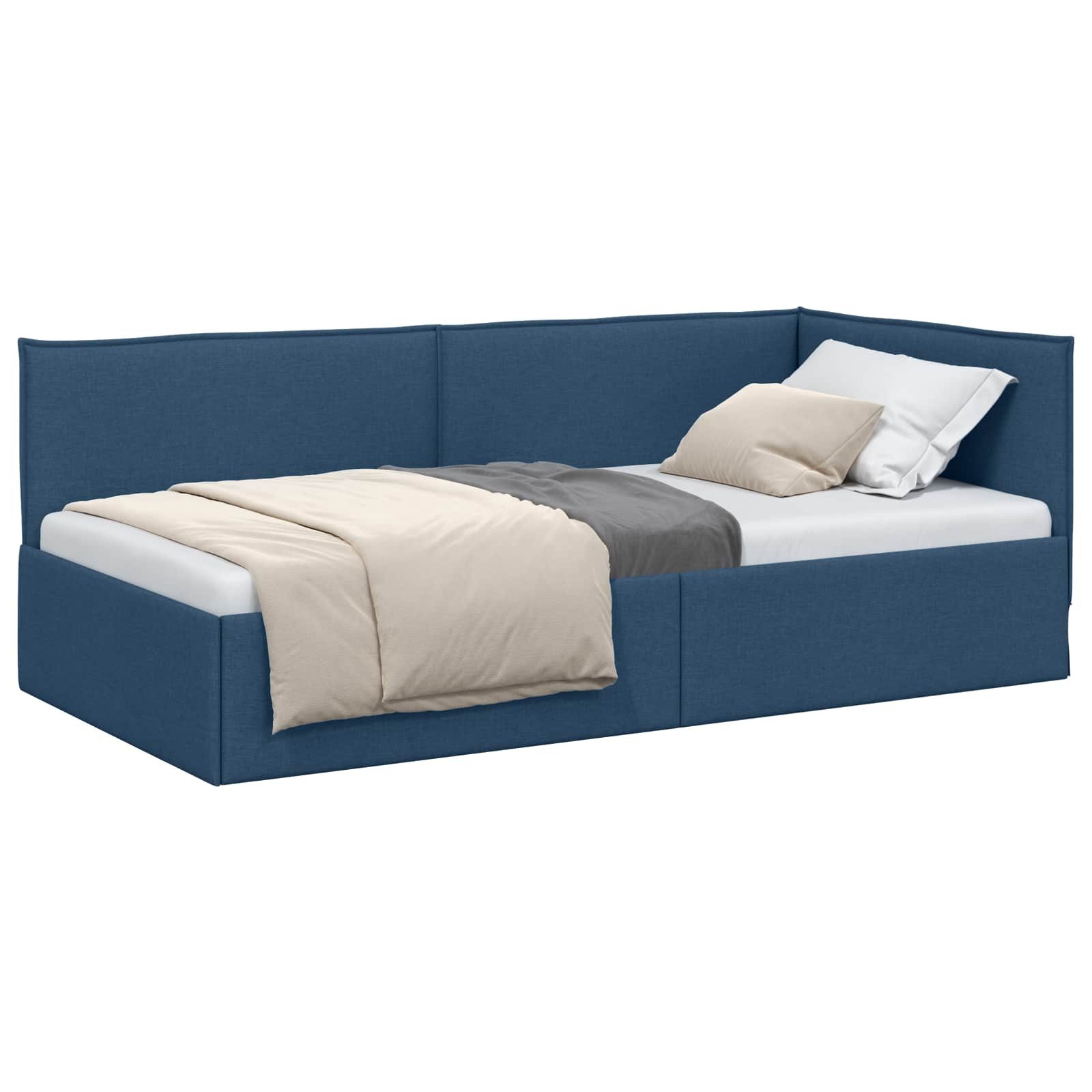 vidaXL Bett Eckbettgestell mit Kopfteil Blau 90 x 190 cm Samt (1-tlg) günstig online kaufen