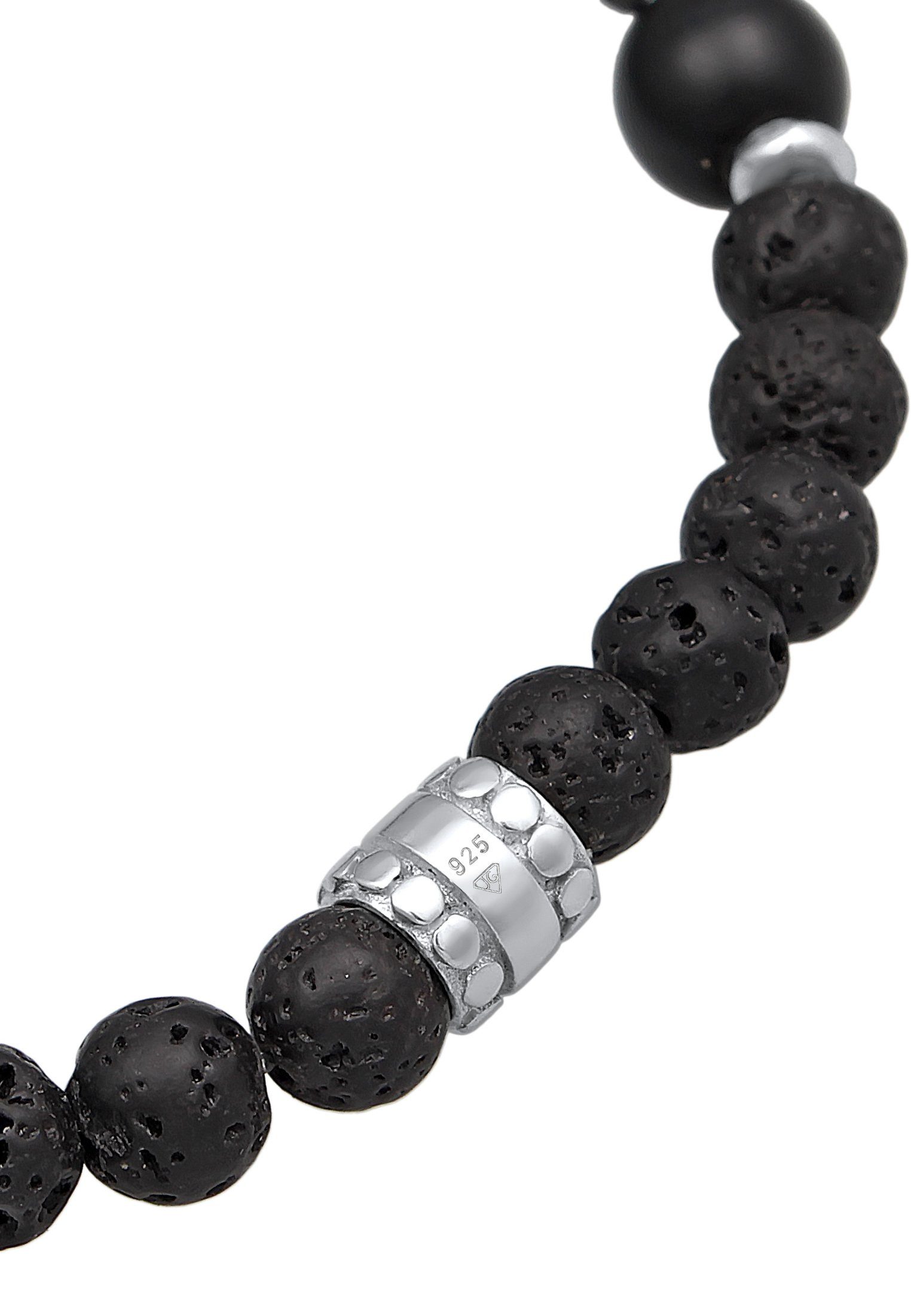 Kuzzoi Bead-Armband-Set Herren Onyx 925 Kugel Oxidiert, Vintage Schwarz Silber