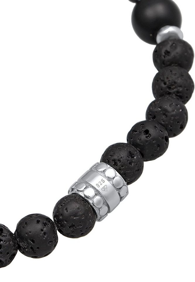 Kuzzoi Bead-Armband-Set Herren Onyx Schwarz Vintage 925 Silber Oxidiert,  Kugel