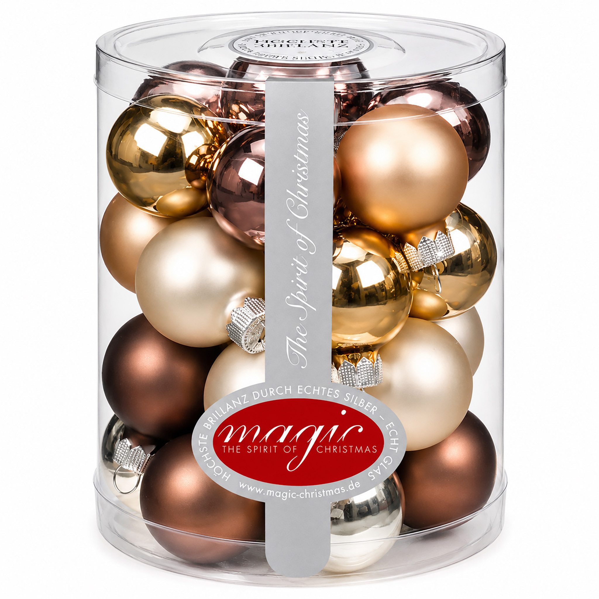 Holly & Jolly Weihnachtsbaumkugel, Weihnachtskugeln Glas 3cm 28er Set - Cosy Feeling Mix