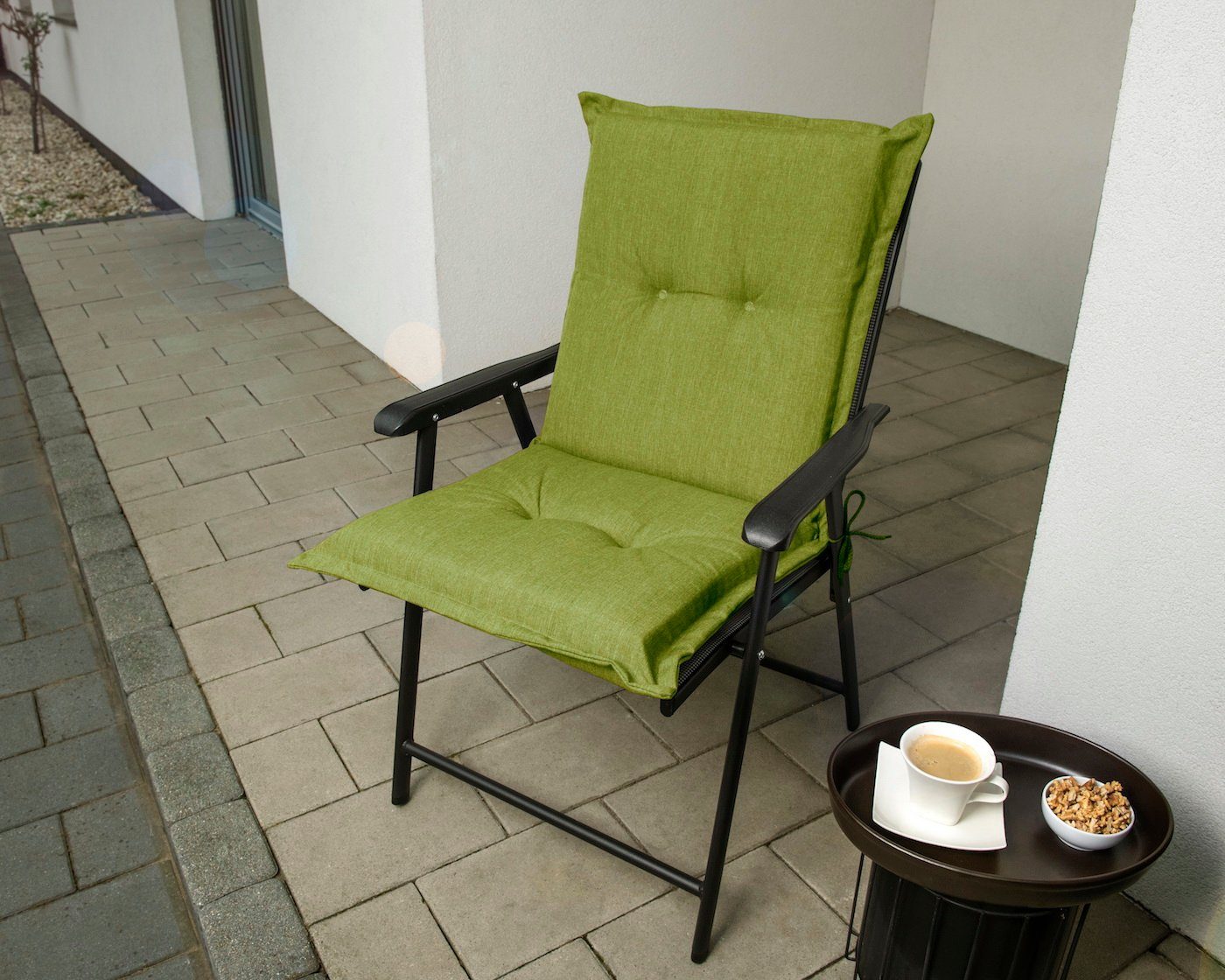 sunnypillow Stuhlkissen, / cm, Stuhlauflage 50 9 Grün 100 Indoor Stück Gartenstuhlauflagen Outdoor x 6 Liegenauflage x