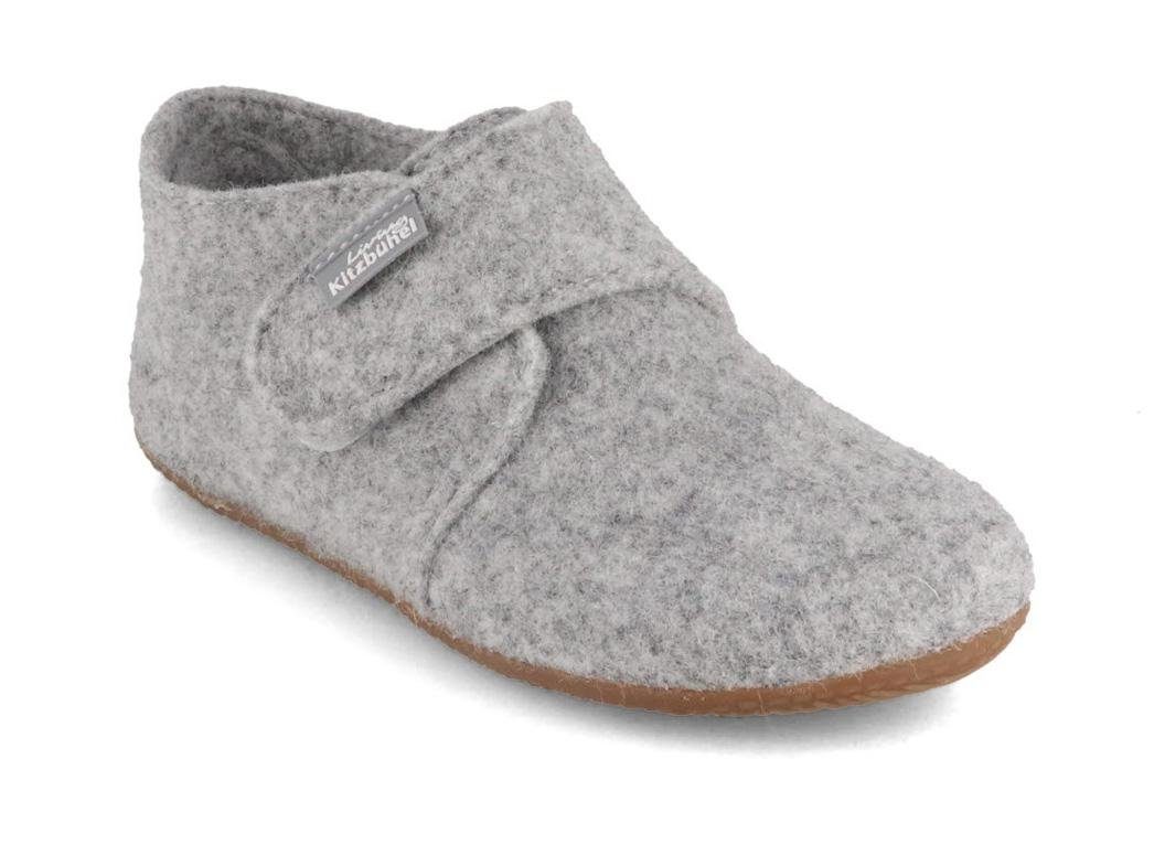 Living Kitzbühel Baby Klettschuh Filz, nebel, jungen, mädchen, klettverschluss Hausschuh Temperaturregulierend