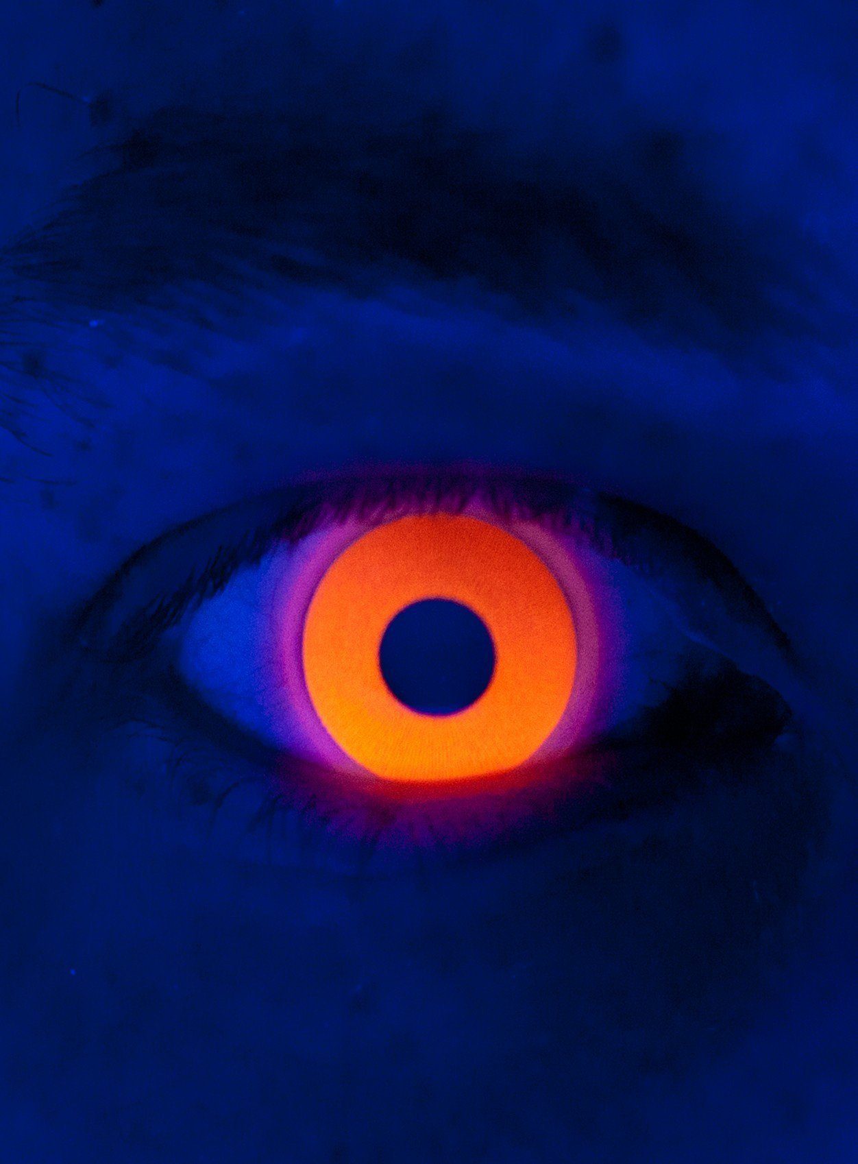 Maskworld Motivlinsen Orange UV Jahreslinsen Party Karneval Kontaktlinse, Motivlinsen ohne Sehstärke