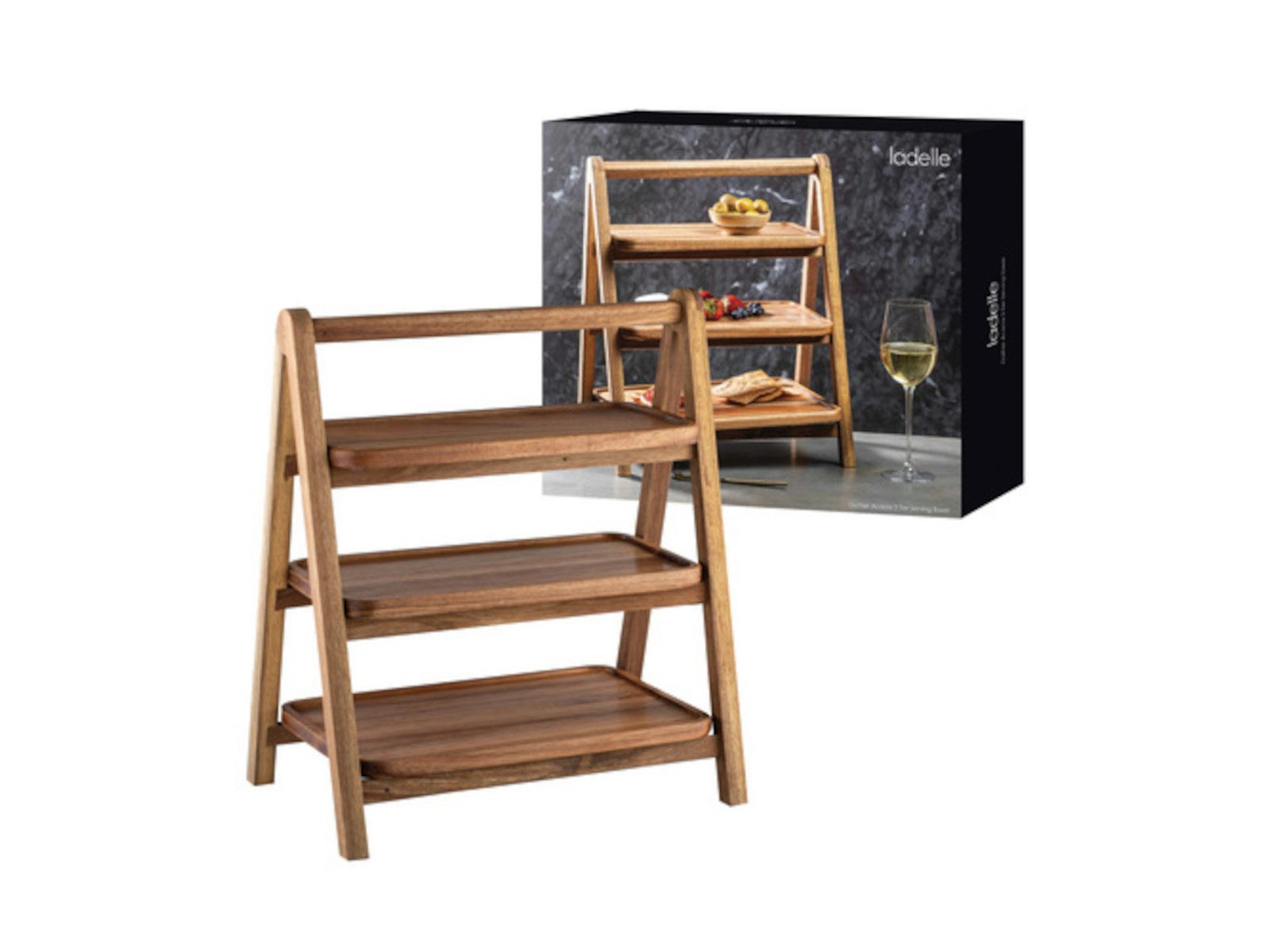 Ladelle Etagere GATHER Servierturm akazie 3-etagig, Akazienholz, (Serviertürme), Gather Acacia 3 Tier Serving Tower 40x28x45cm