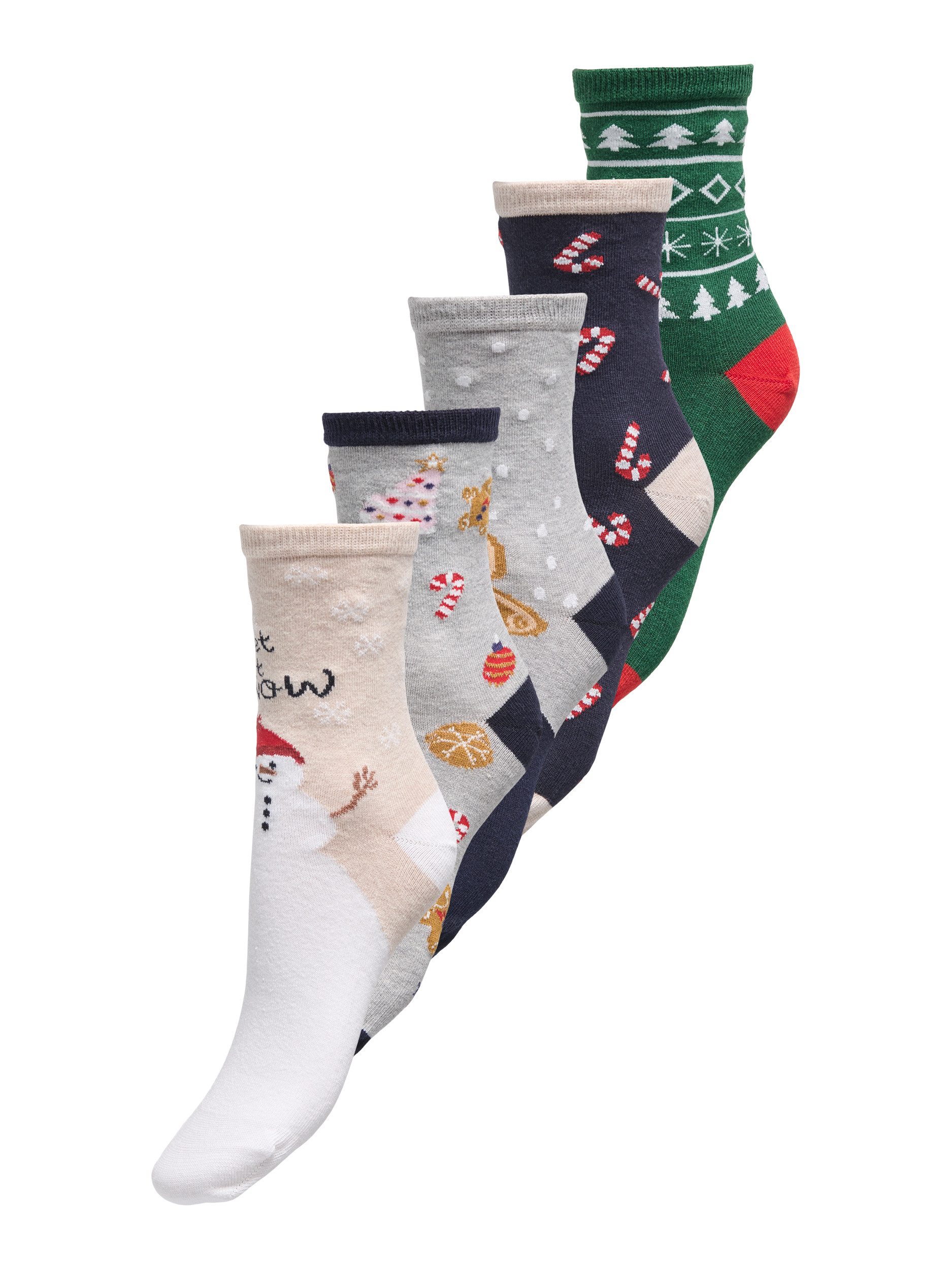 ONLY Freizeitsocken ONLCHRISTMAS 5-PACK SOCKS IN A BOX (5-Paar) günstig online kaufen