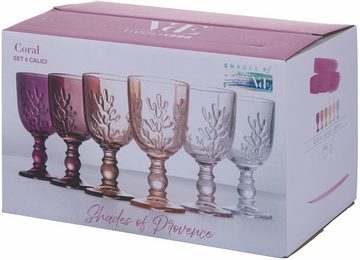 Villa d'Este Weinglas Coral Provence, Glas, Gläser-Set, 6-teilig, Inhalt 340 ml
