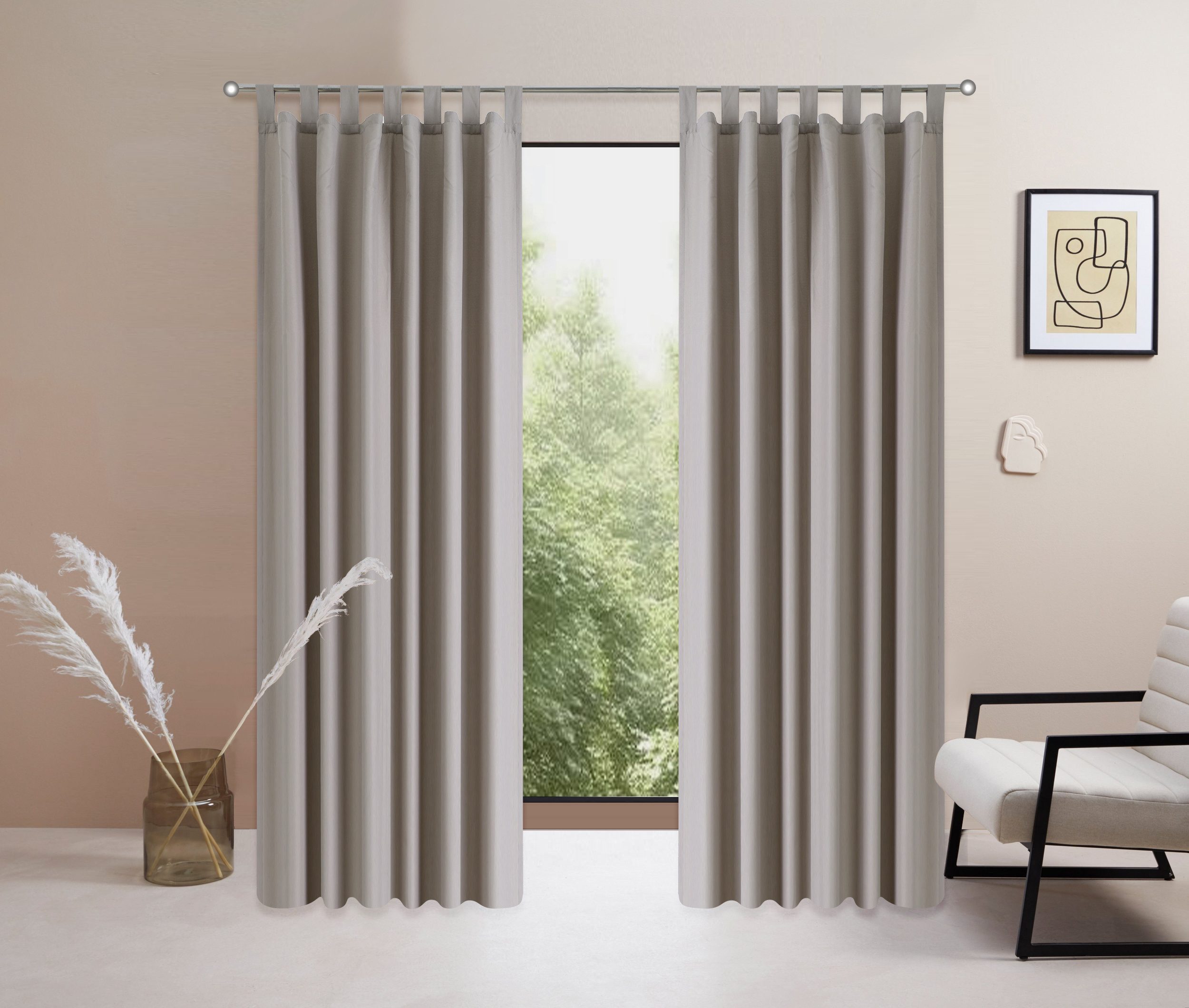OTTO home Vorhang Raja (2 St), Schlaufen, blickdicht, Polyester, 2er-Set, Bestseller, einfarbig, modern, pflegeleichte Mikrofaser