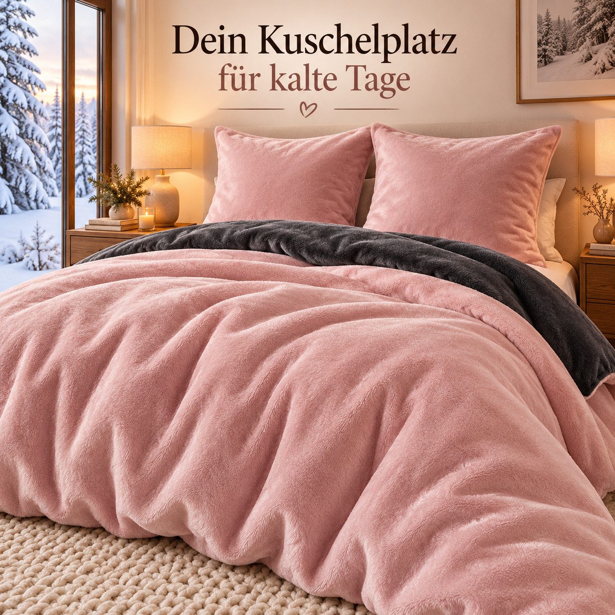 Leonado Vicenti Bettwäsche Winter Teddy Plüsch Cashmere Touch, Fleece, 3 teilig, flauschig warmes Nicky-Teddy-Plüsch, Einfarbig – Bild 2 von 5