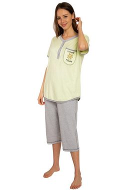 Consult-Tex Capri-Pyjama Damen Capri Pyjama Schlafanzug DF445Capri (Spar-Set, 1 Set) Oberteil mit aufgesetzter Brusttasche