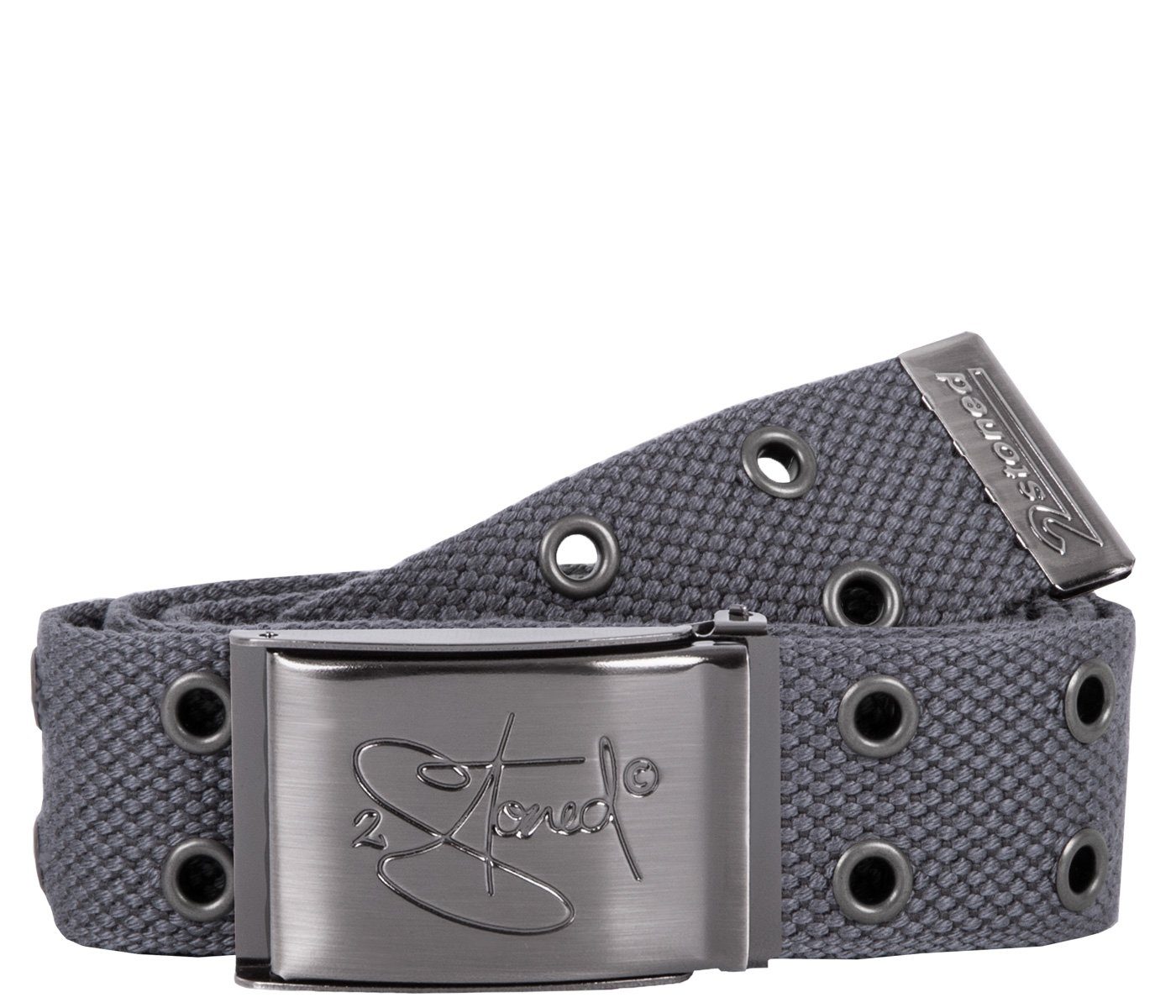 2Stoned Nietengürtel Koppelgürtel Unisex, matte Schnalle Classic, 4 cm breit, 120 cm lang doppelreihige Lochnieten