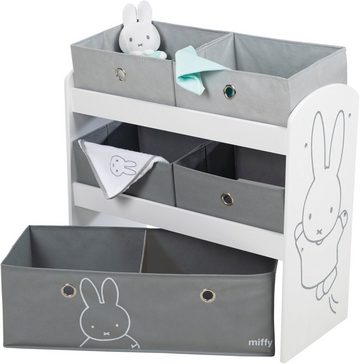 roba® Kinderregal miffy®, grau, inklusive 5 Stoffboxen in 2 Größen