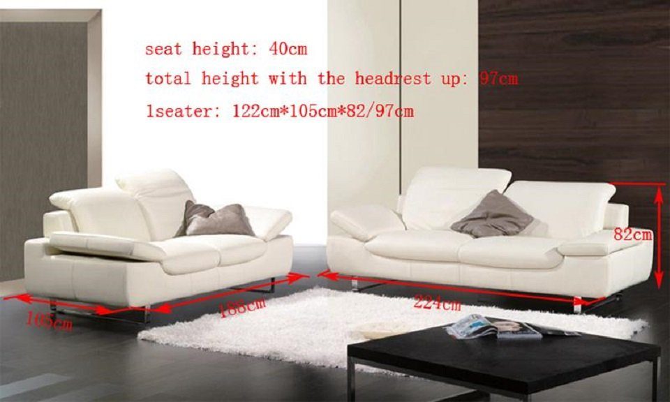 JVmoebel Garnituren Sofa in Sofa Made Sitz, Leder Weiß 32 Couchen Set Gruppe Sofagarnitur Polster Europe
