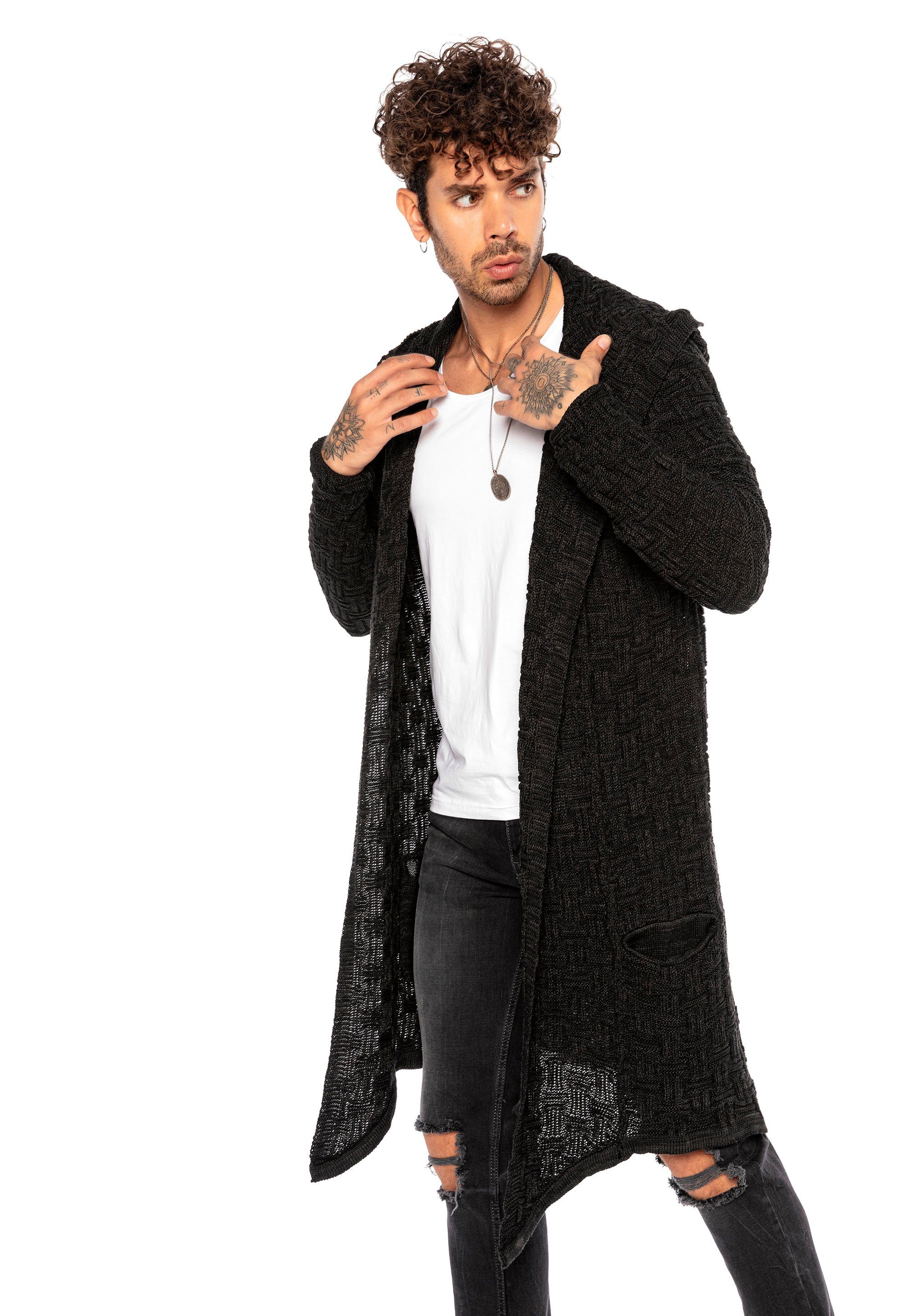 schwarz-grau RedBridge Strickjacke mit Shreveport Schnitt asymmetrischem