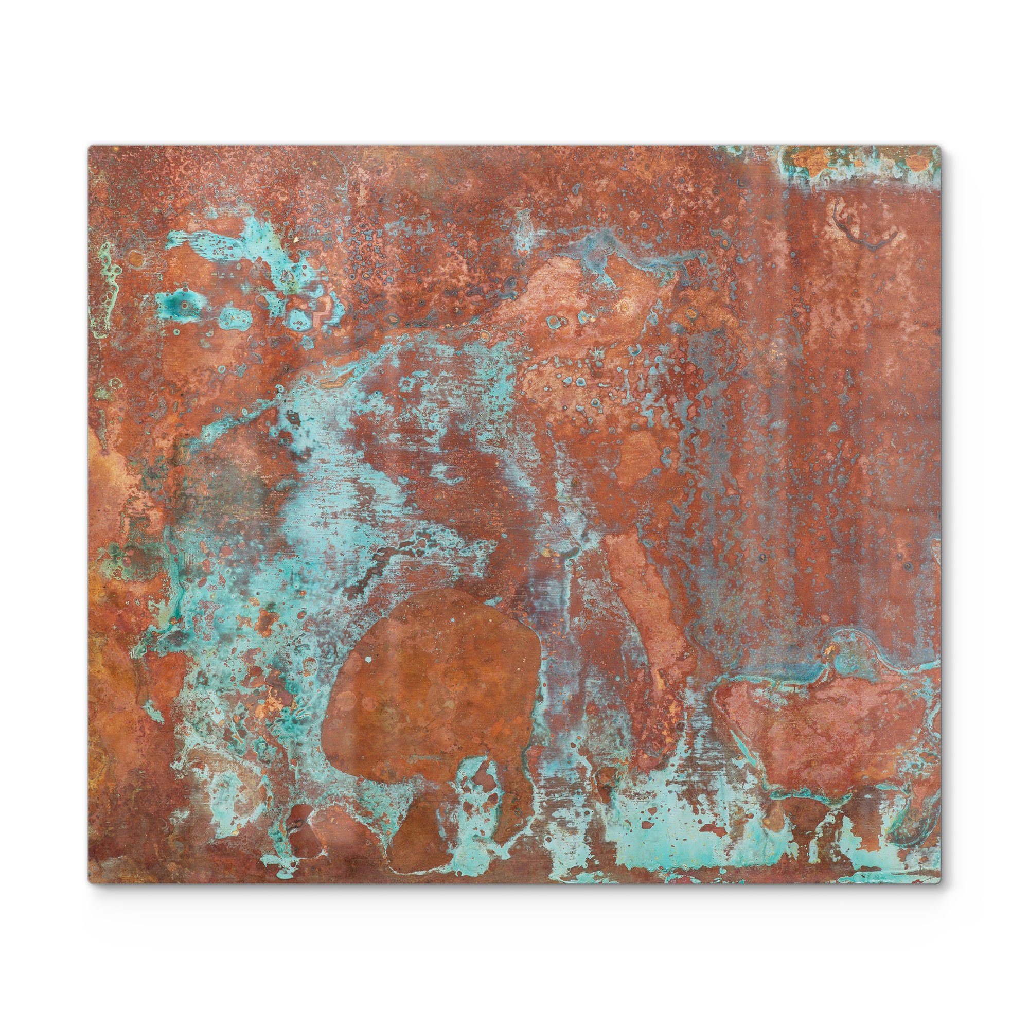 DEQORI Herdblende-/Abdeckplatte 'Rostige Kupferplatte', Glas, (1 tlg), Glas Herdabdeckplatte Ceranfeld Herd