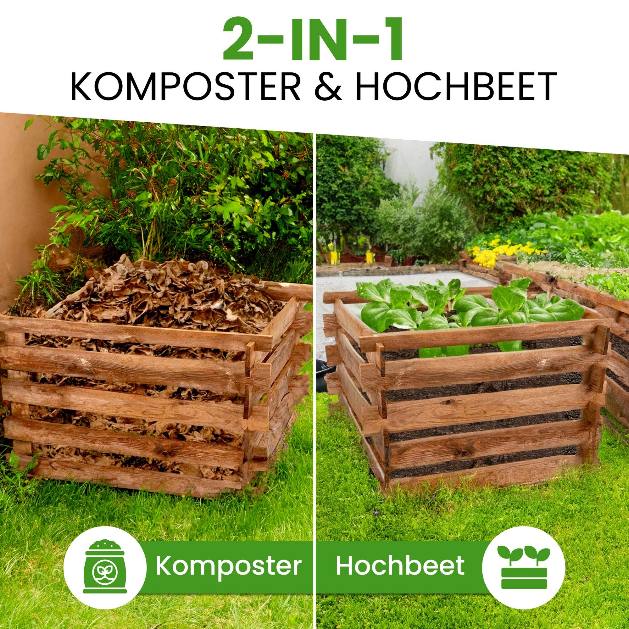 Gartenpirat Komposter 90x90x70 cm Komposter für den Garten aus Holz mit Stecksystem Kompost, BxTxH: 90x90x70 cm