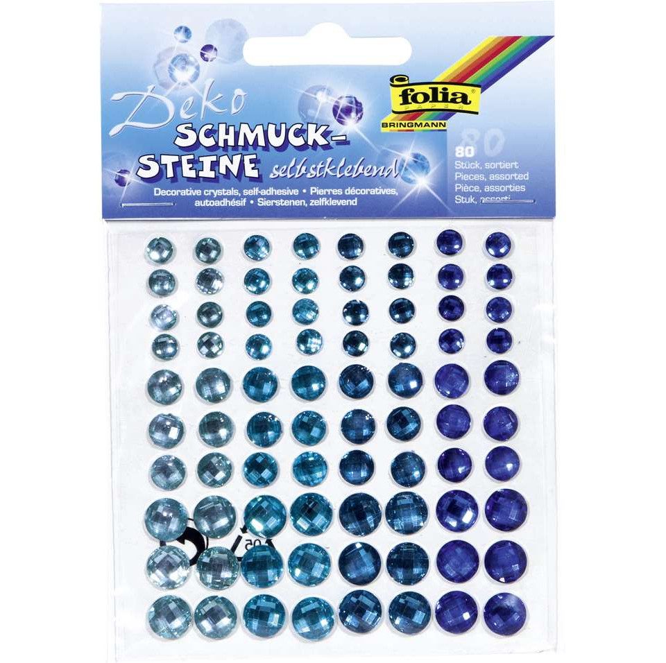Glorex Dekoband Schmucksteine sparkeling blau, 80 Stück