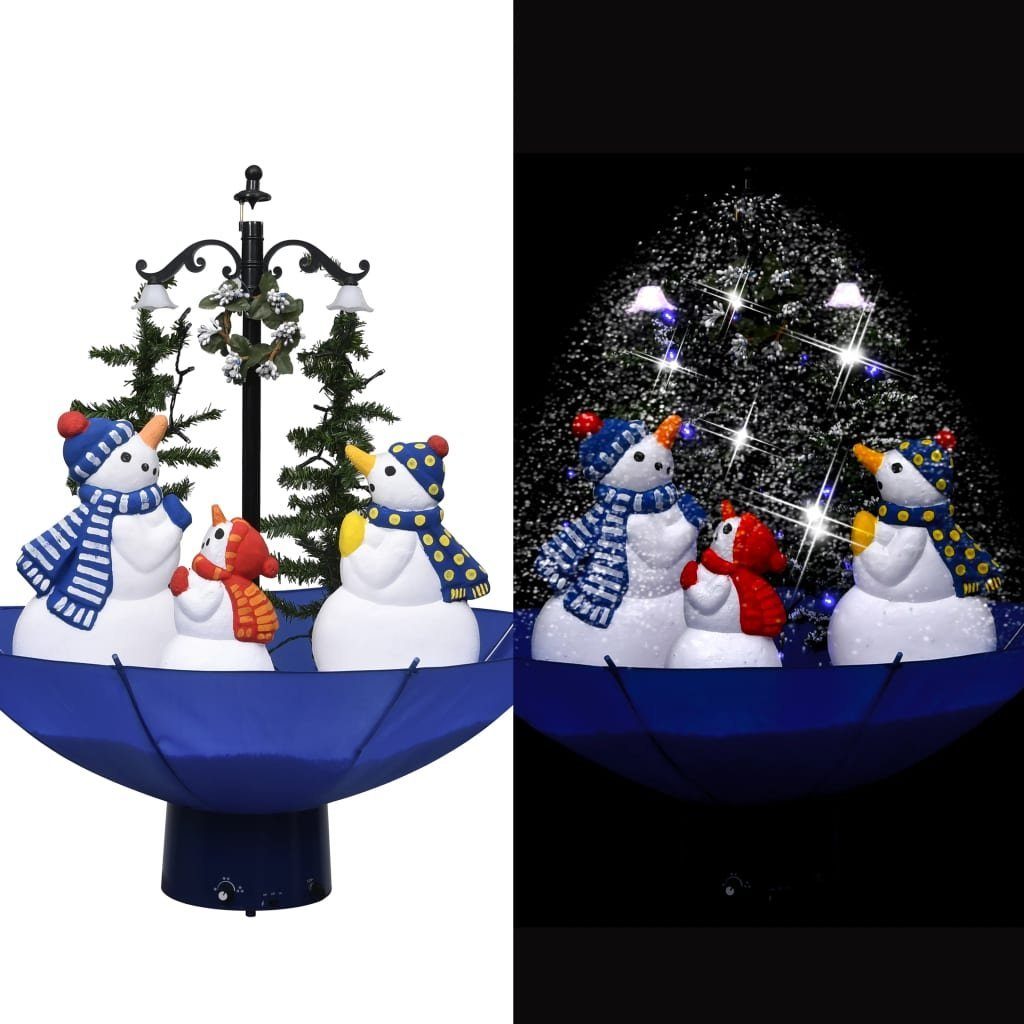 furnicato Künstlicher Weihnachtsbaum Weihnachtsbaum mit Schnee und Schirm-Fuß Blau 75 cm PVC