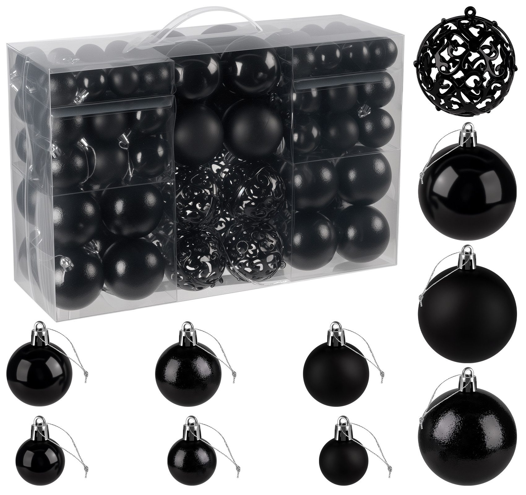 ElitVita Weihnachtsbaumkugel 100-teilig Christbaumkugeln Set Weihnachtsbaumschmuck Weihnachtsdeko (100 St), Christbaumanhänger Kunststoff Weihnachtsschmuck