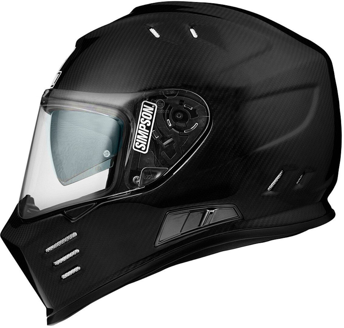 Simpson Motorradhelm Venom Carbon 06 Helm, vorbereitet für Kommunikationssystem,integriertes Sonnenvisier