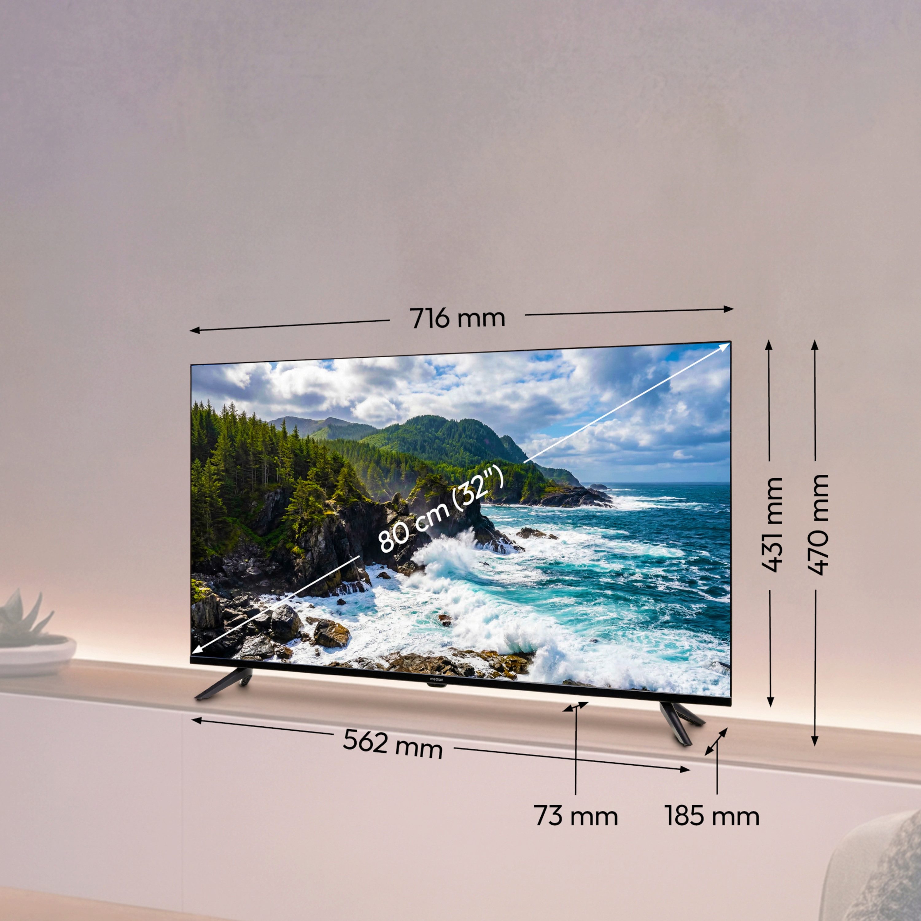 Medion® MD832003 LCD-LED Fernseher (80 cm/32 Zoll, 720p HD Ready, Pay-TV, 60Hz, E8322601)