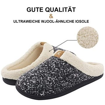 OKWISH Damen Herren Plüsch Pantoffeln Slipper Haus Schuhe Winter Warm Weich Plüsch Hausschuhe (Ein Paar shoe Größe 38-45 mit wollähnlichem Futter, 1-tlg., Memory Foam) rutschfeste, Indoor, Outdoor