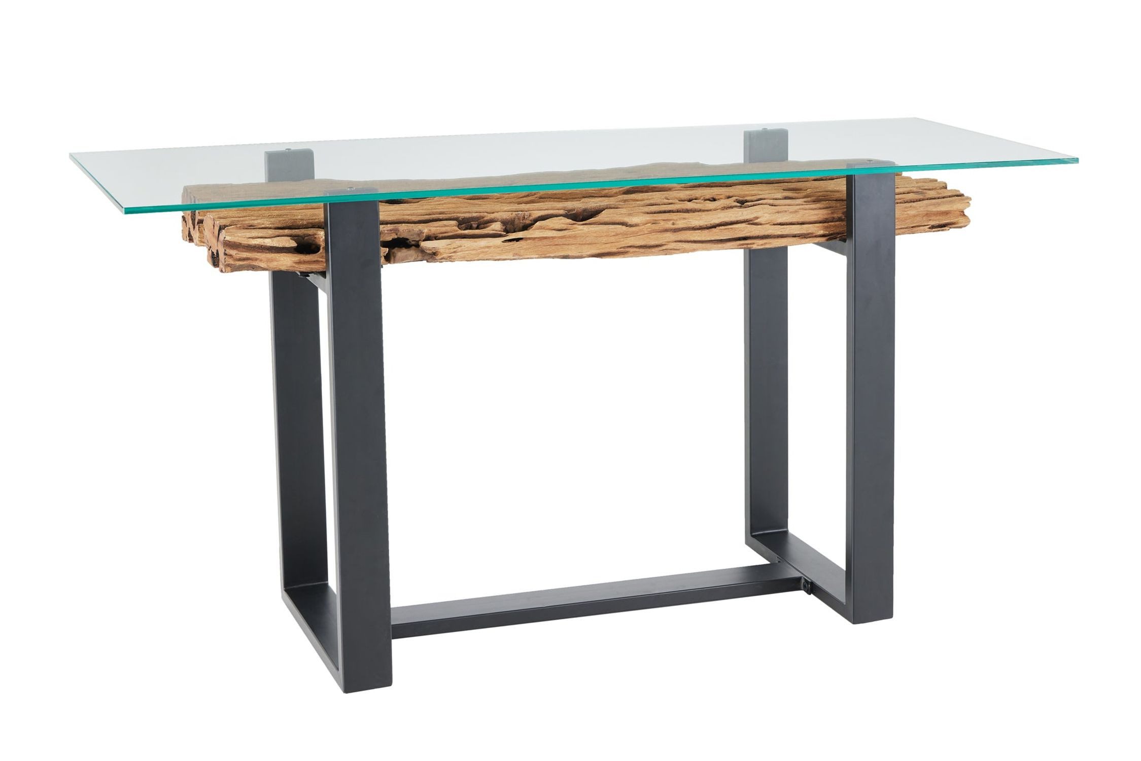 Licht-Erlebnisse Konsolentisch MAYA, aus recyceltem Teakholz Hartglas Edelstahl 150x77x50 cm (BxHxT)