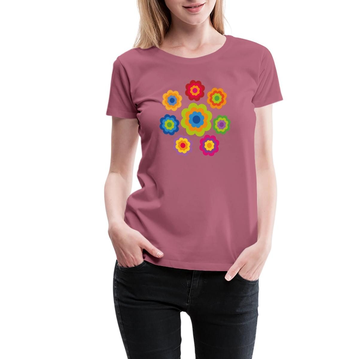Spreadshirt T-Shirt 70er Jahre Hippie Flower günstig online kaufen