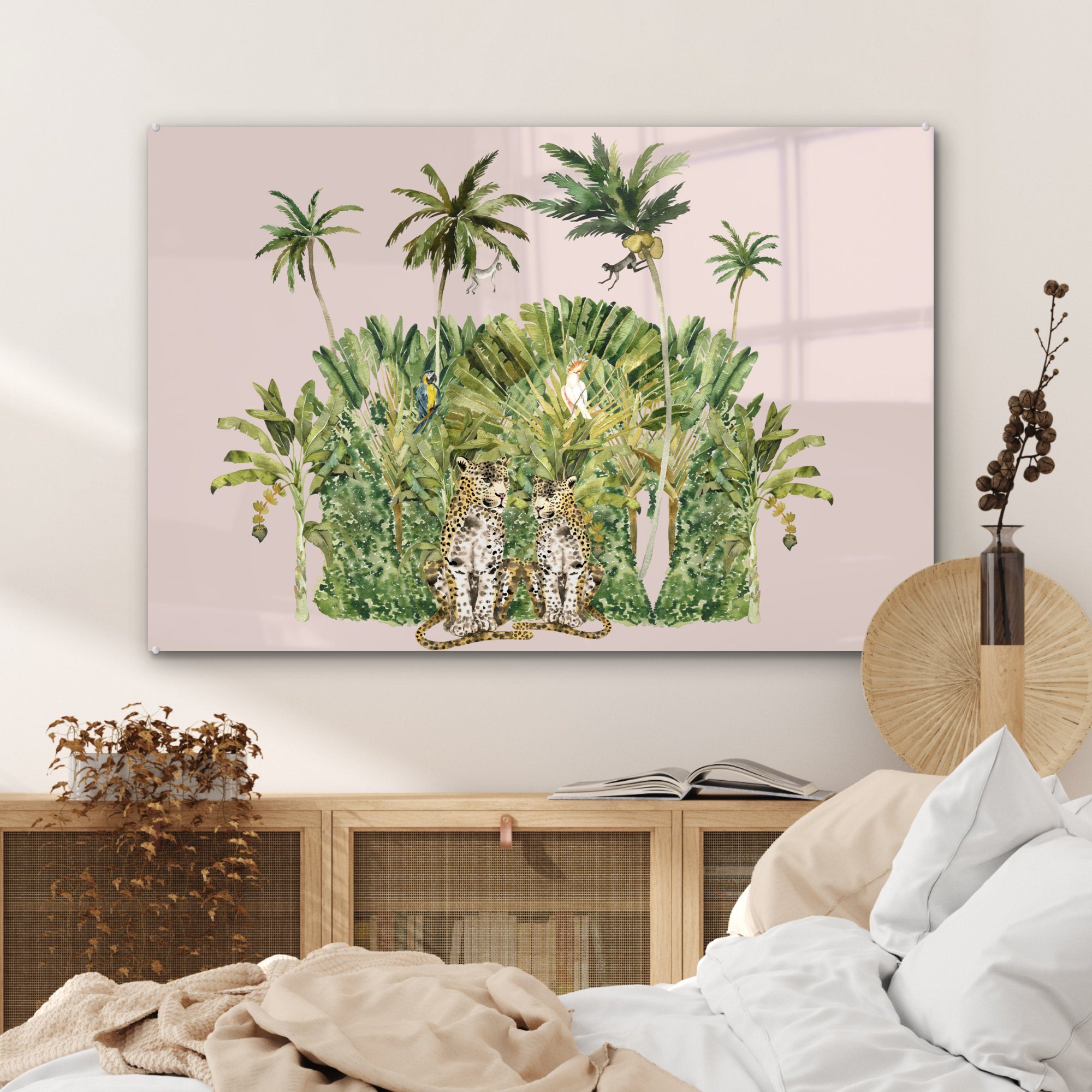 MuchoWow Acrylglasbild (1 Wohnzimmer St), Acrylglasbilder & Bäume, - - Schlafzimmer Dschungel Tiere