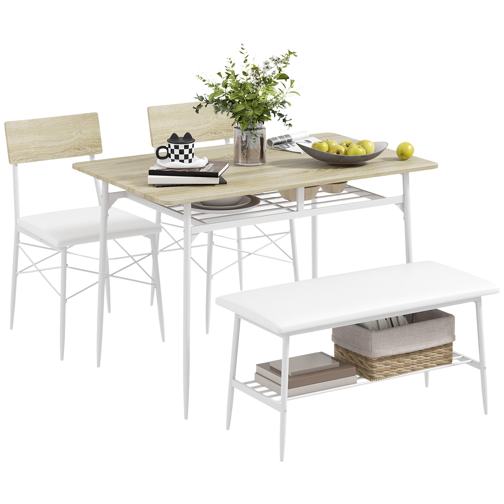 HOMCOM Essgruppe Esstisch mit 2 Stühlen, günstig online kaufen