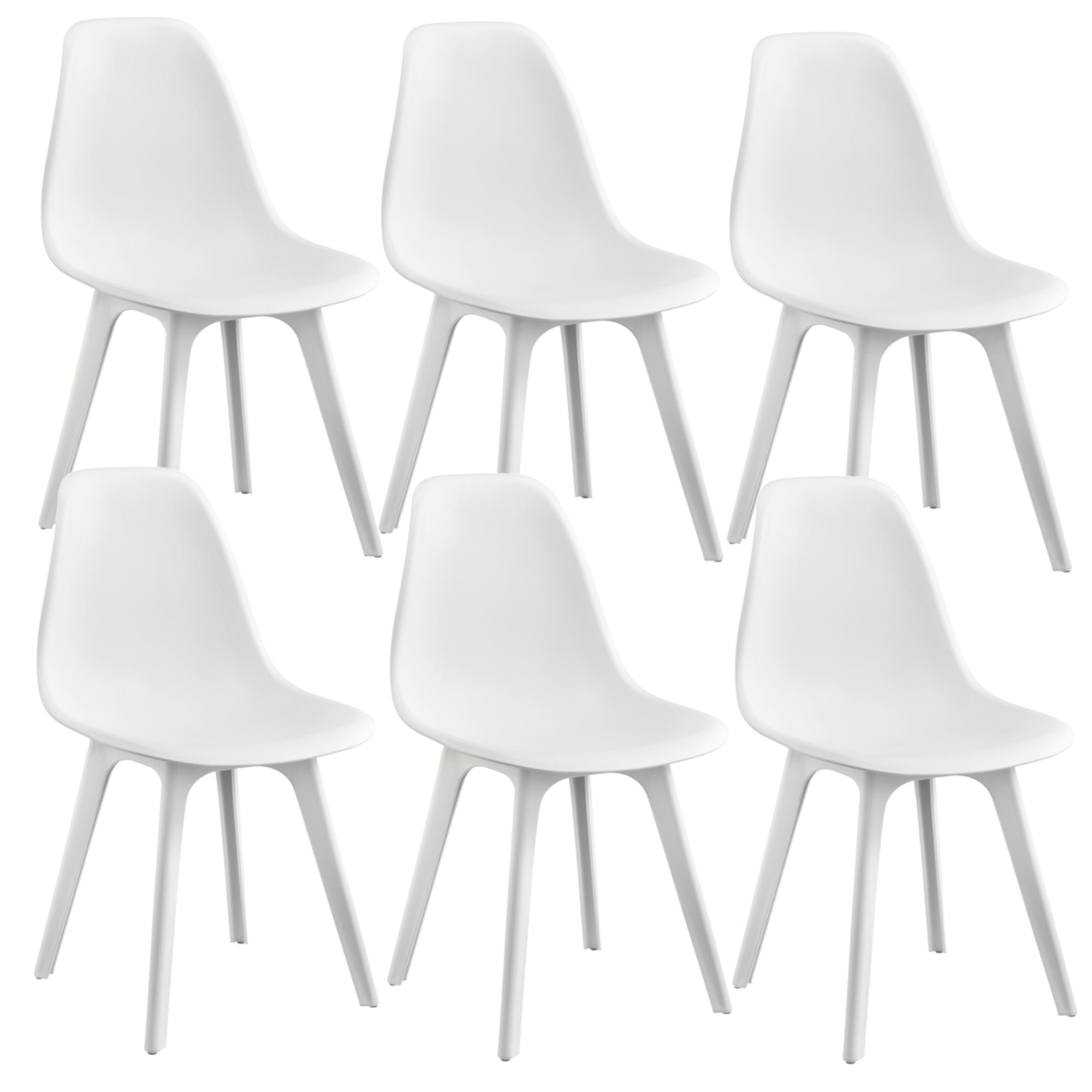 en.casa Esszimmerstuhl, »Brevik« 6-er Set Küchenstuhl in verschiedenen Farben weiß | weiß | Stühle