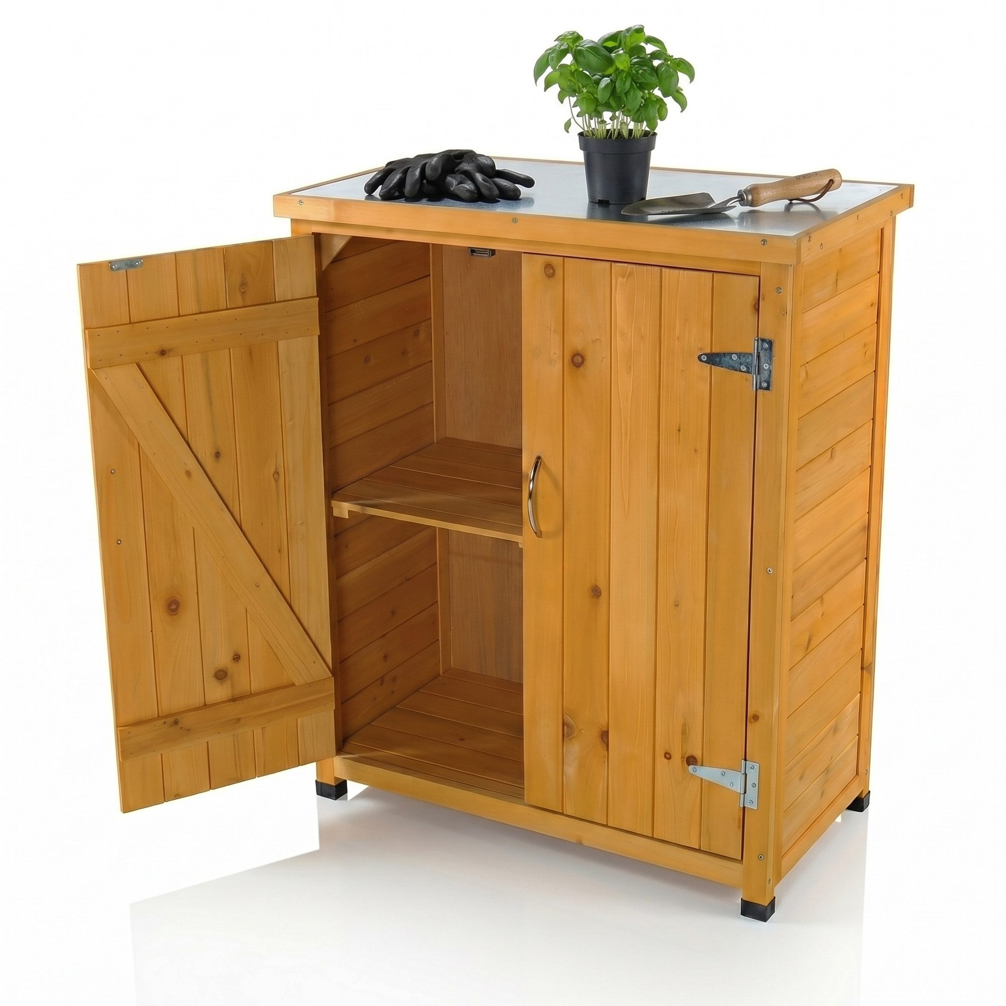 Mucola Garten-Geräteschrank Geräteschrank Gerätehaus Gartenschuppen Schrank Schuppen Gartenschrank, BxT: 75x40 cm, (Stück), Oberfläche mit robuster Platte