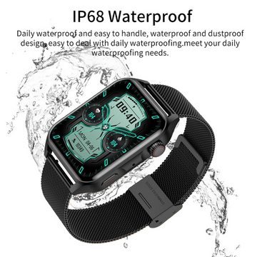Sross Smartwatch,Fitness Tracker Uhr für Damen Herren mit Anruffunktion Smartwatch (1,78" AOLED-Display HD Voll Touchscreen Zoll) Armbanduhr mit Herzfrequenz, SpO2, Schlafmonitor, NFC,Voice-Steuerung,Musiksteuerung,Schrittzähler,Kalorien-Tracker,Zyklusüberwachung, Sportuhr IP68 Wasserdicht für Android und IOS