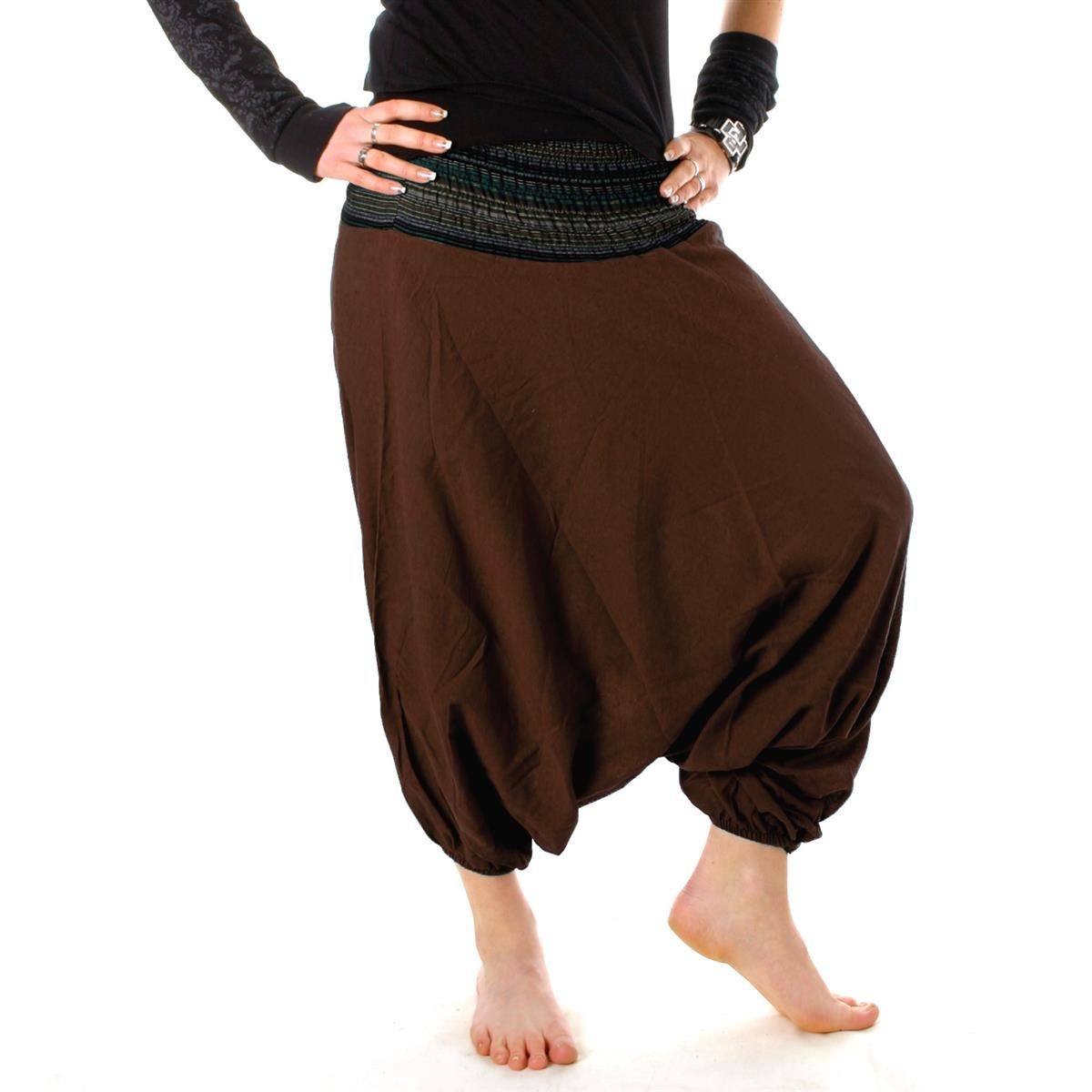 Vishes Haremshose Dreiviertel Haremshose elastischer gesmokter günstig online kaufen