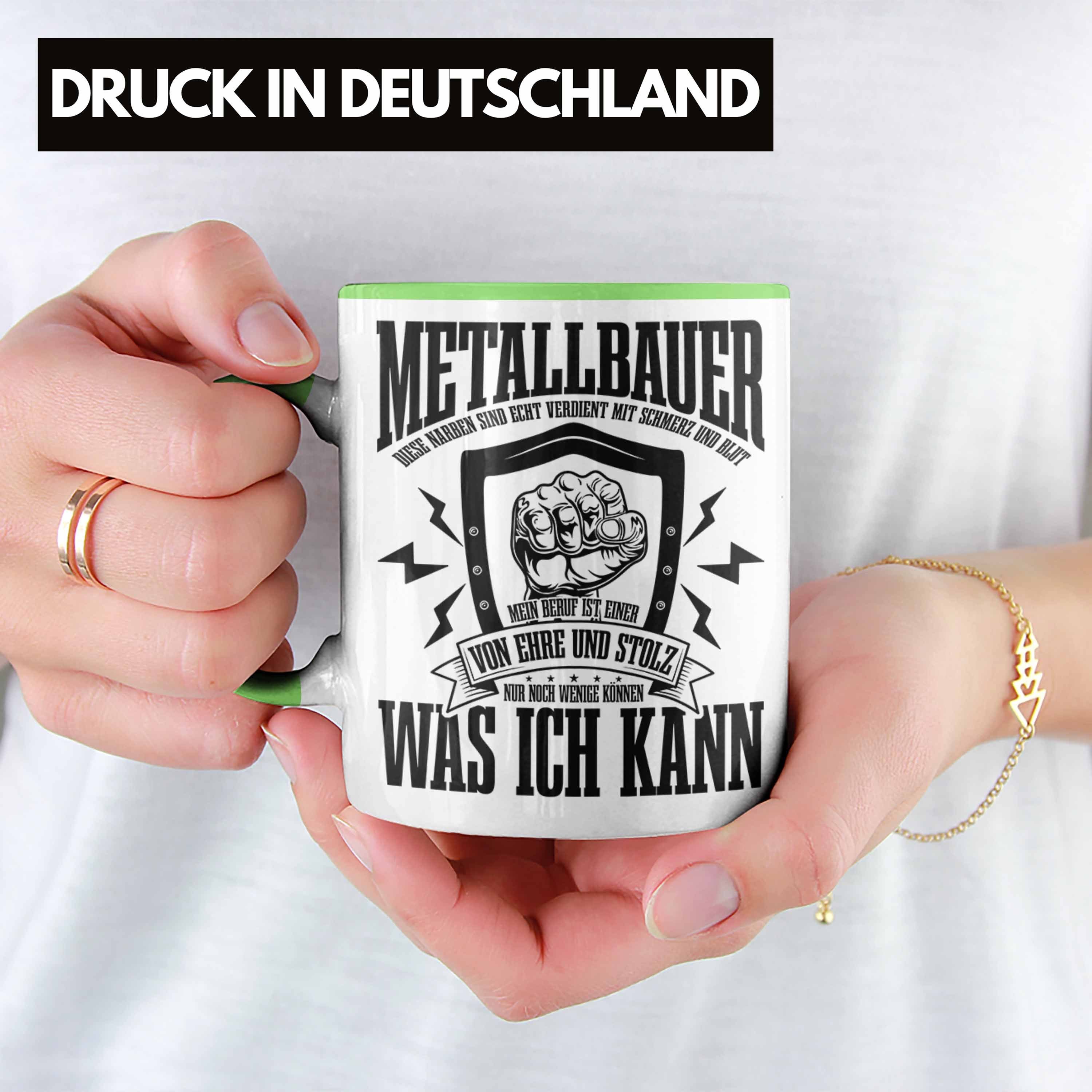 Trendation Tasse Schweißen Tasse Geschenkidee Metallb Schweißer Grün Geschenk Schmied Spruch