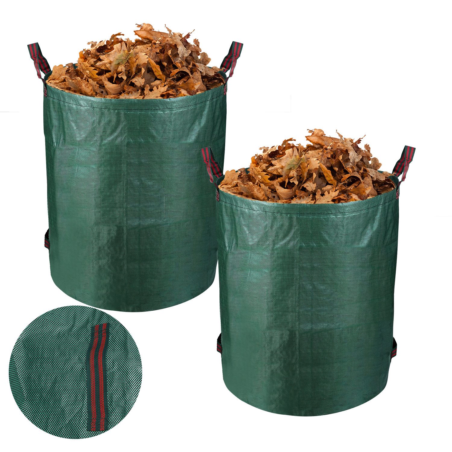 Gartensack Gartensäcke 3 Griffe Polypropylen XXL Laubsack 272L Grün mit Griffen